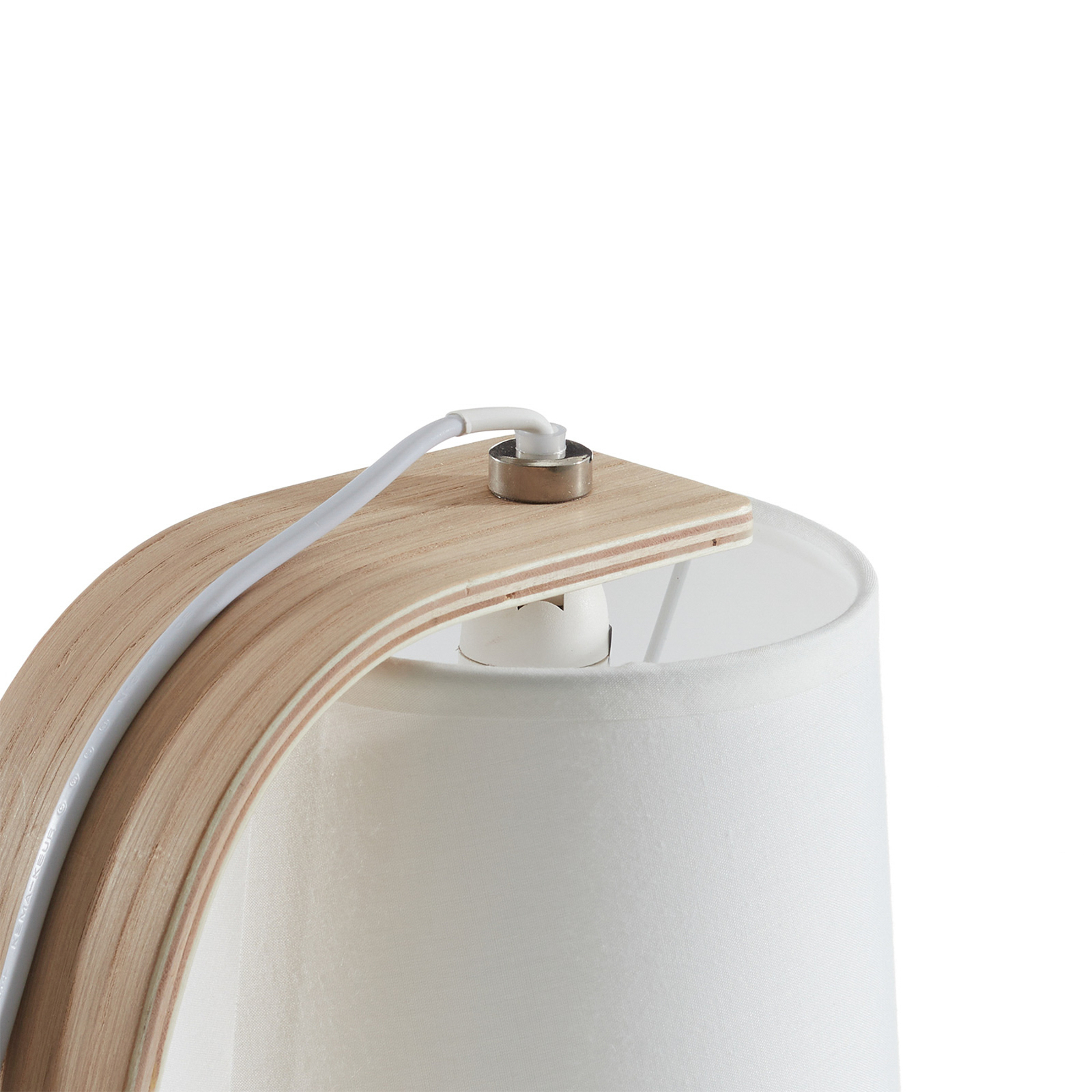 NORDIC lámpara de mesa de madera blanca con pantalla de tela