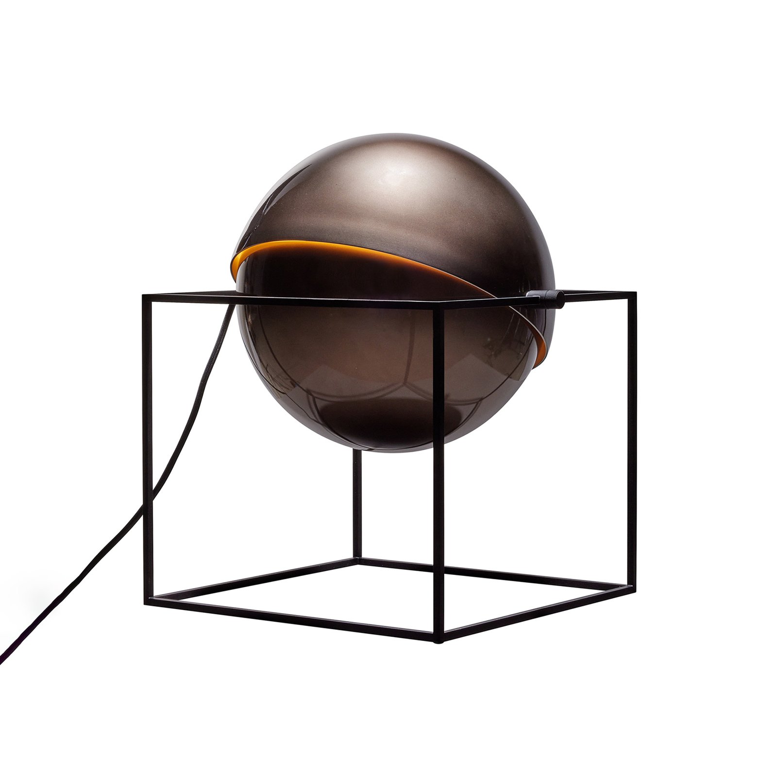 Lámpara de mesa El Cubo, esférica, gris humo