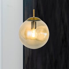Lampa wisząca Oscar ze szklanym kloszem, bursztyn