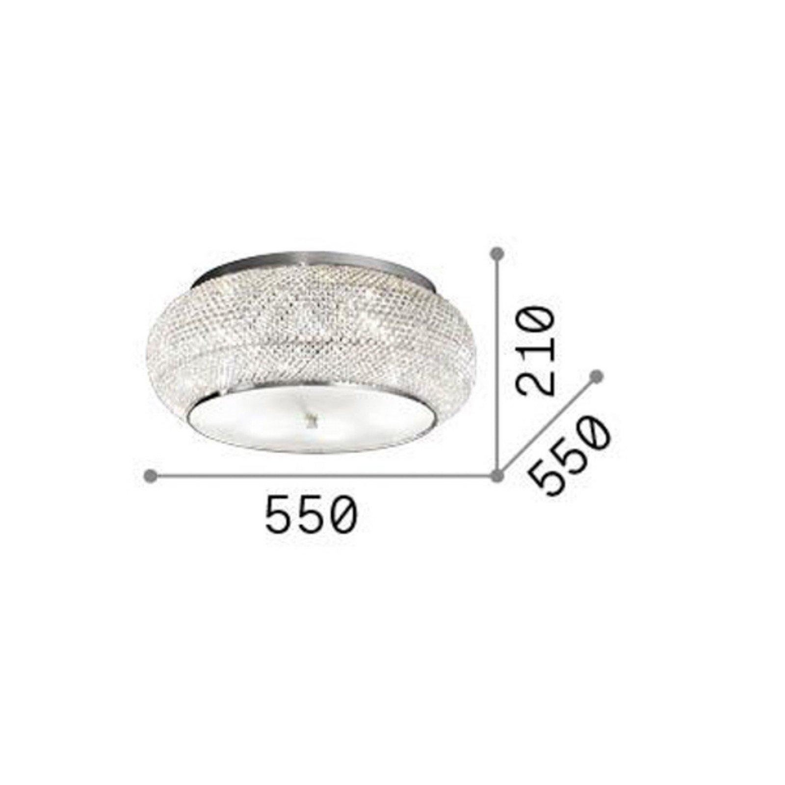 Plafonieră Ideal Lux Pasha auriu cristal Ø 55 cm