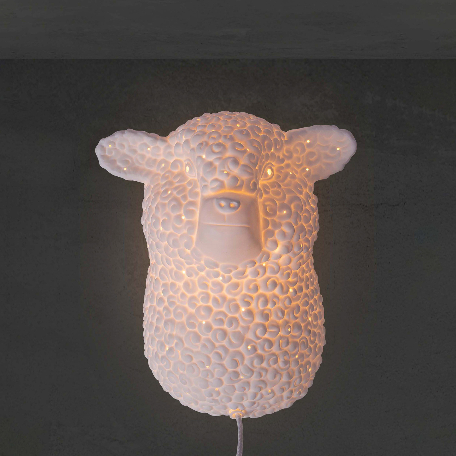 Nástenné svetlo Ralf z porcelánu, biela