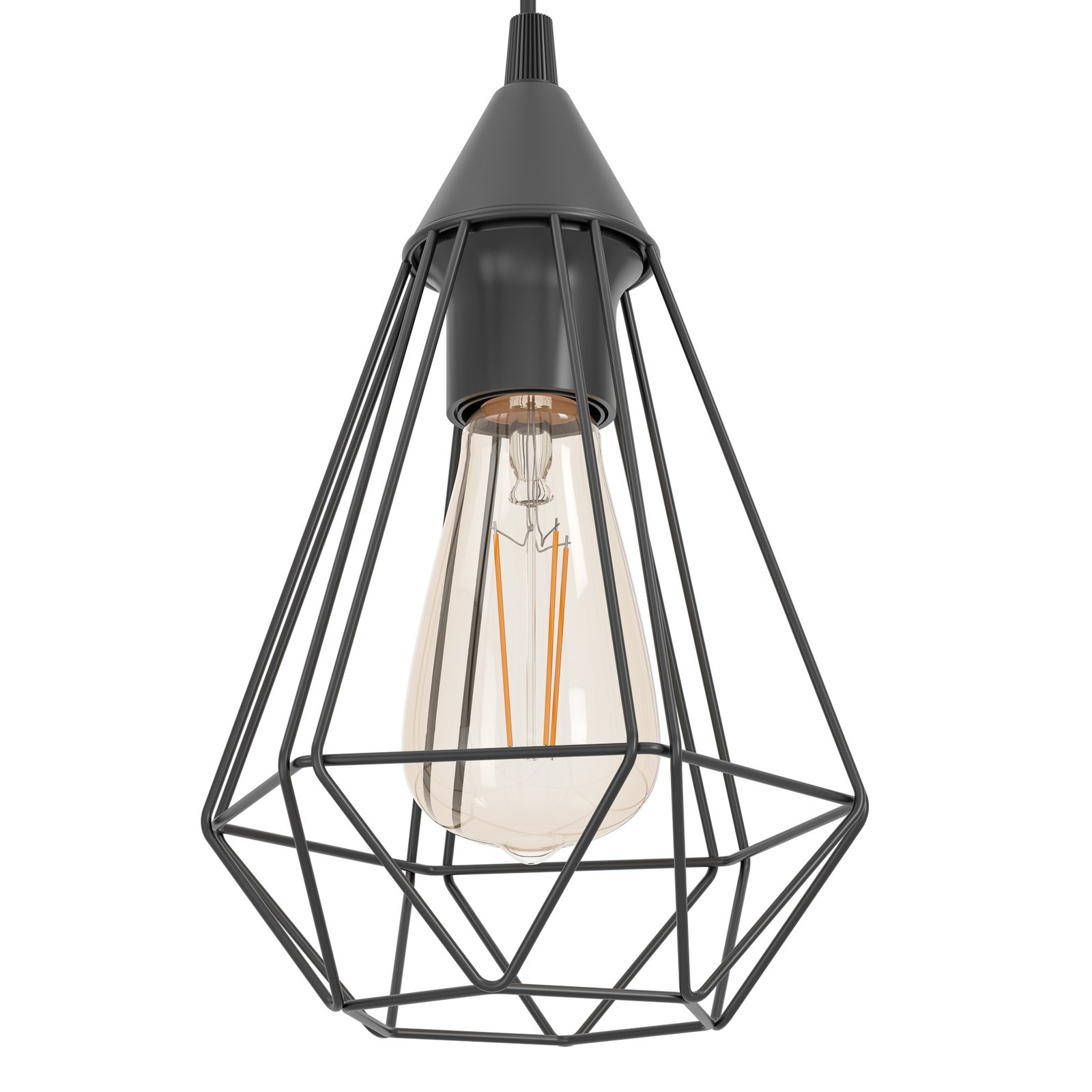 3-bulb vintage pendant light Tarbes in black