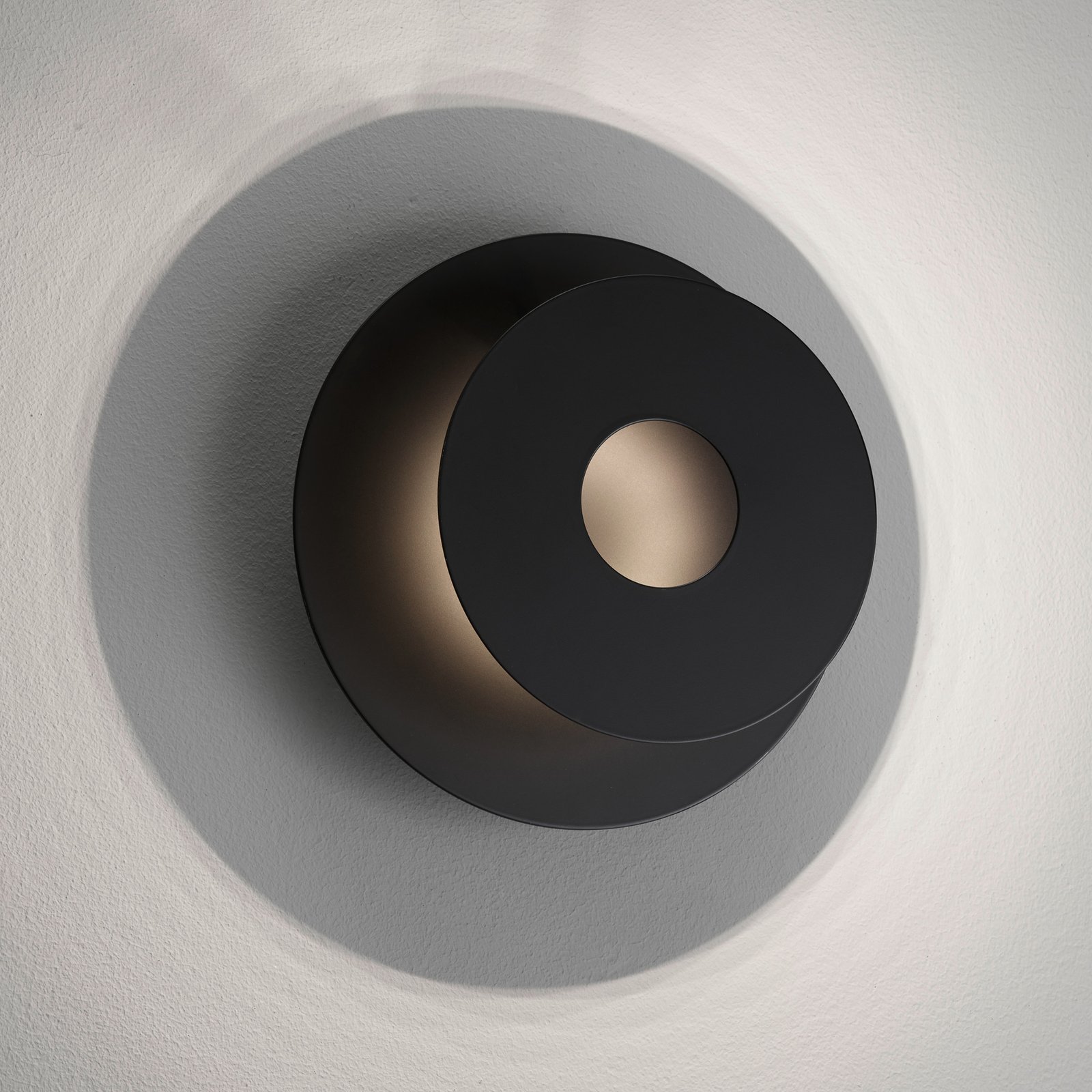 Candeeiro de parede LED Hennes, Ø 18cm, preto