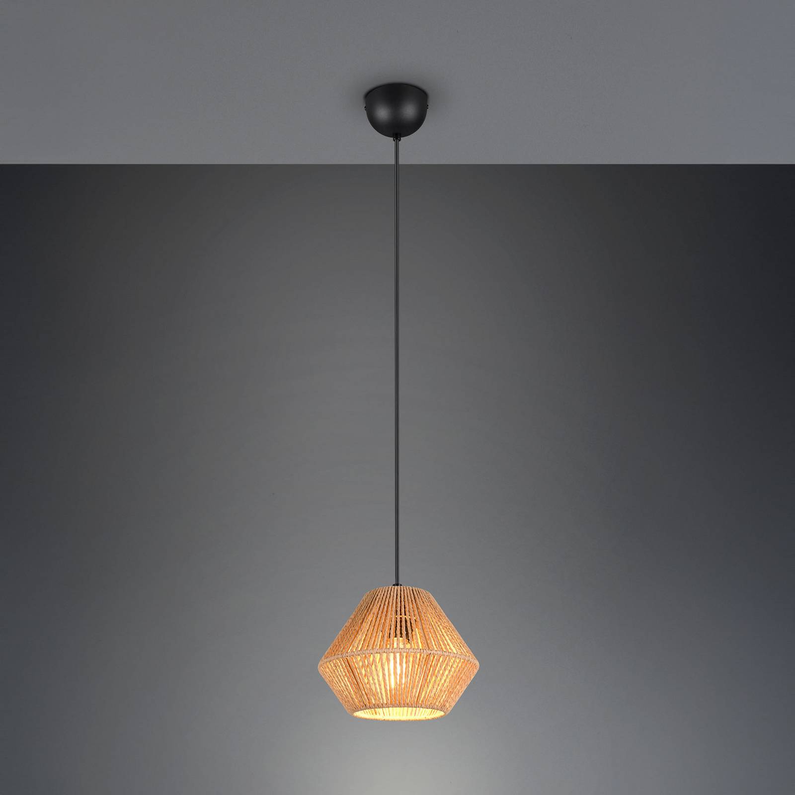 Reality Leuchten Hanglamp Lucille, bruin, Ø 20 cm, papiergaren, E27