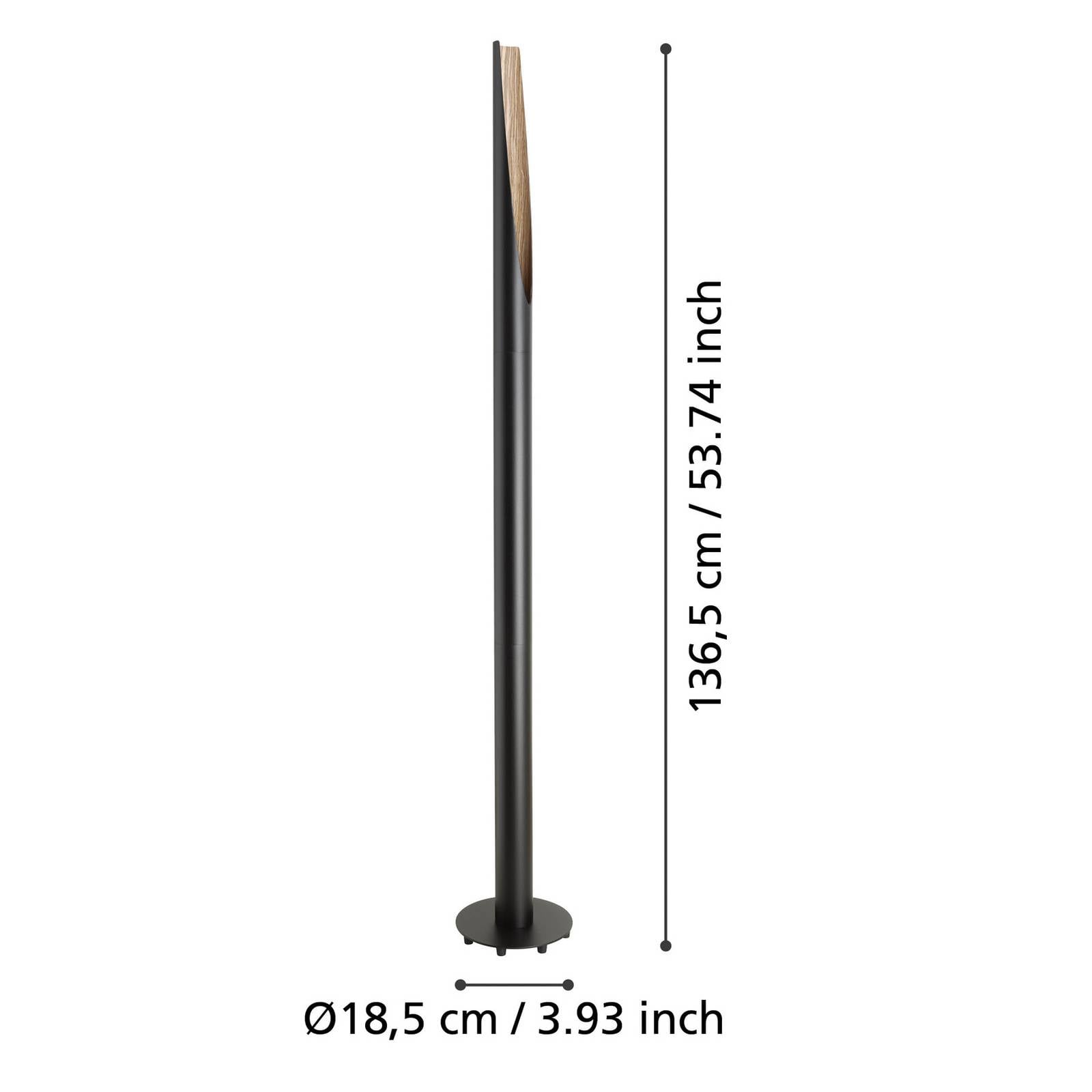  Eglo Lampa Stojąca Led Barbotto, Czarna/wygląd Dębu 
