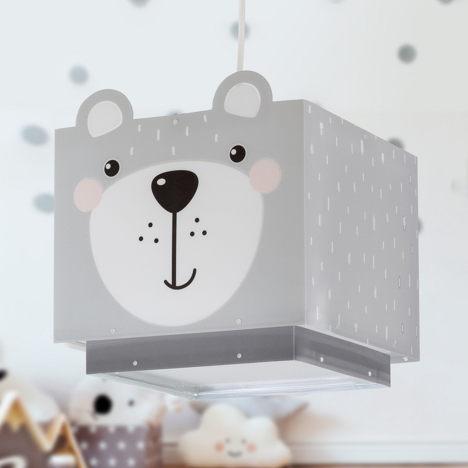 Dalber Lampă suspendată Little Teddy pentru copii 1 lumină - Camera copiilor - alb gri - Plastic