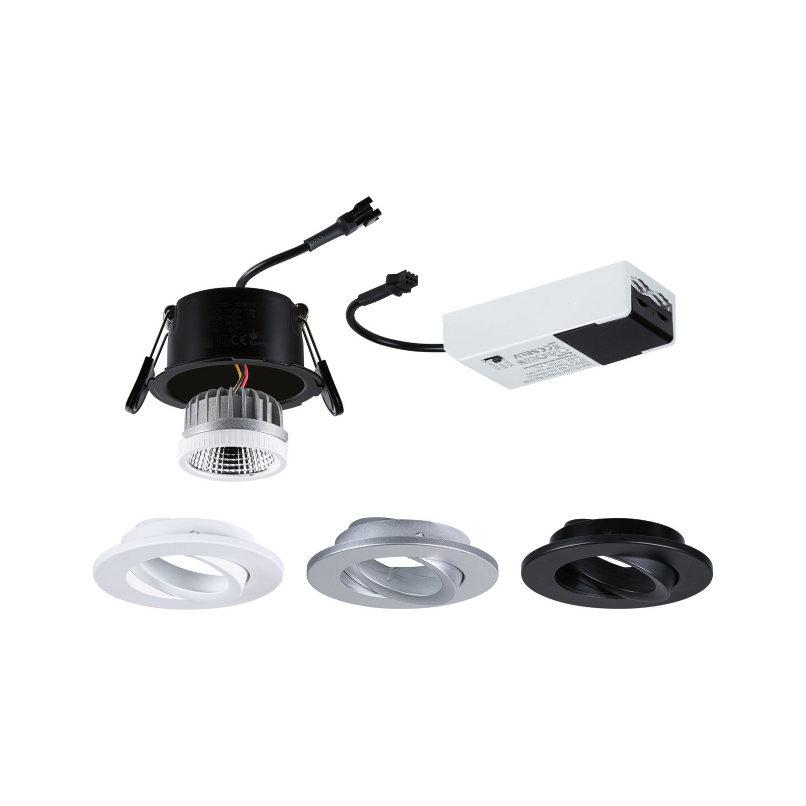 Paulmann LED-Einbauspot Viona Ø 9 cm CCT schwenkbar IP65 dim Paulmann LED-Einbauspot Viona Ø 9 cm CCT schwenkbar IP65 dim