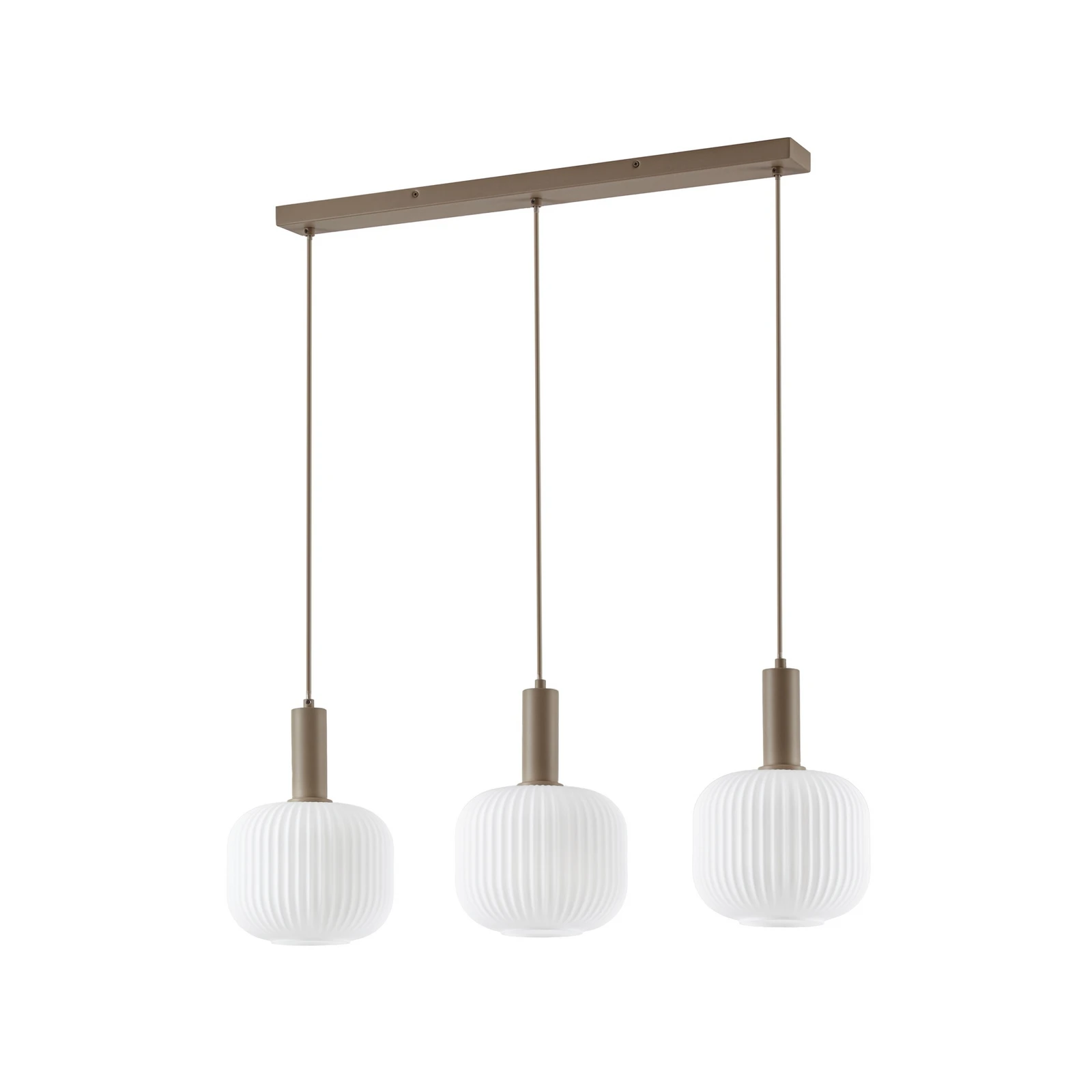 Závesné svietidlo NOLA Evey, dĺžka 80 cm, 3-pl., biela/béžová, sklo