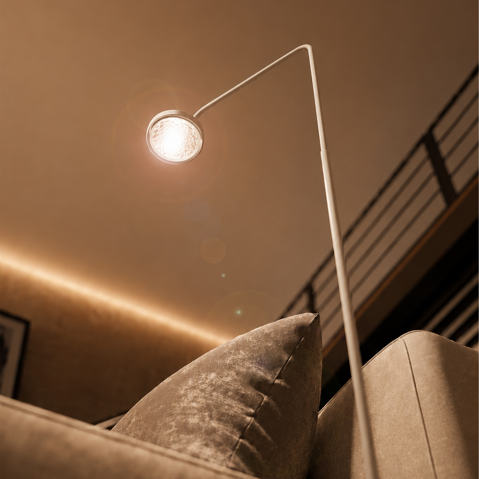 Lampa stojąca LED Nivo, biała, wysokość 120 cm, ściemniacz 50° – Sigor