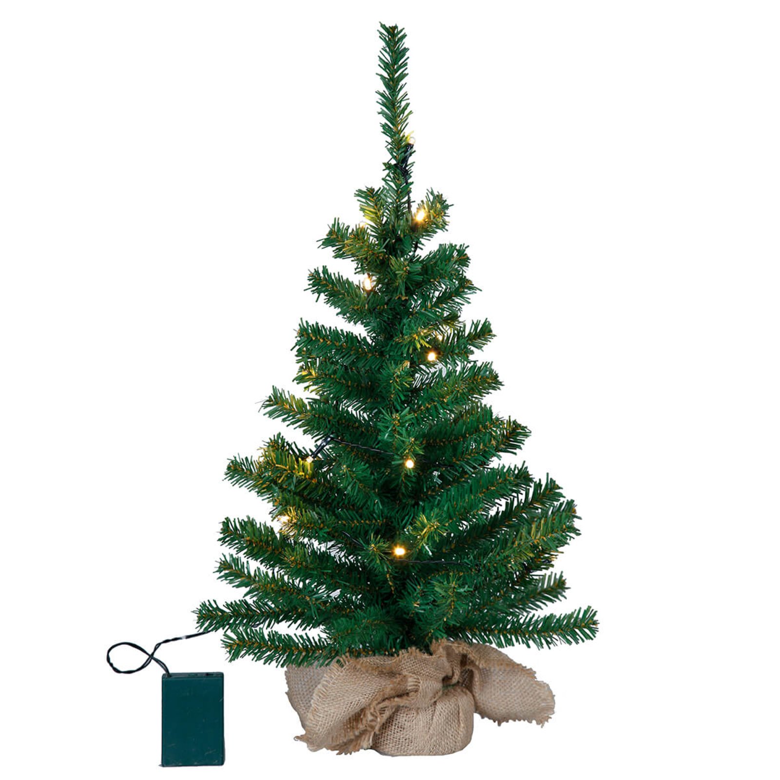 Litet LED-trädet Toppy i jutesäck