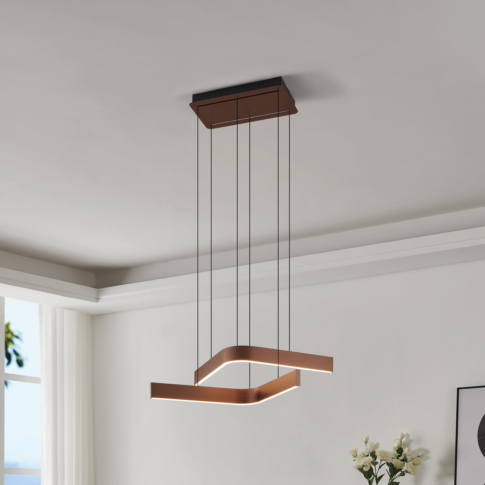 LED hanglamp Folcino-Z, bronskleurig, 64 cm, CCT