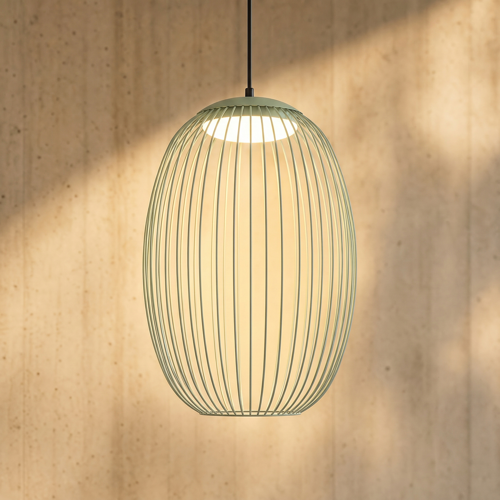 Lucande Richi LED-riippuvalaisin ulos, vihreä, 40 cm, himmennettävä