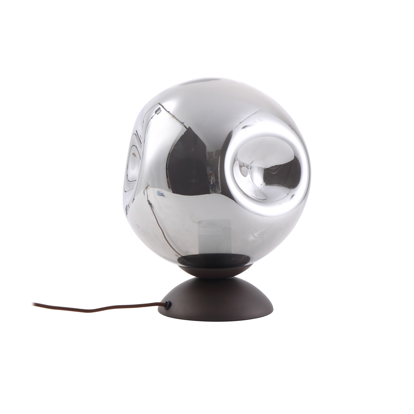 Stolná lampa Lindby Valentina, E27, dymovo sivá, sklo, Ø 25 cm