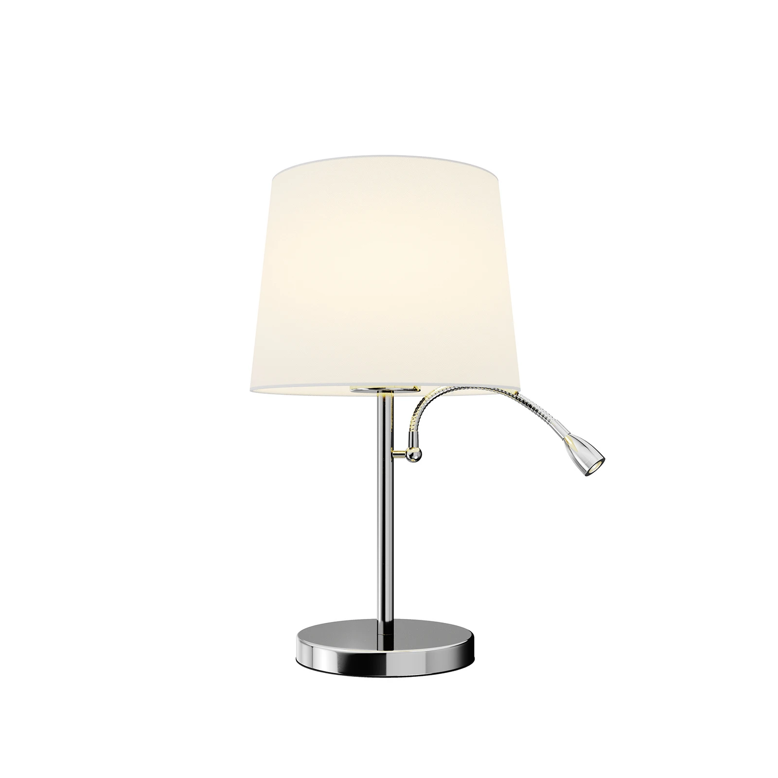 Lindby tafellamp Benjiro, wit, textiel, leeslamp, 52cm