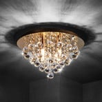 Lindby ceiling light Gillion, 4-bulb, gold, crystal, Ø 35cm