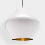 Tom Dixon LED hanging light Beat Fat, white, Ø 24 cm, brass