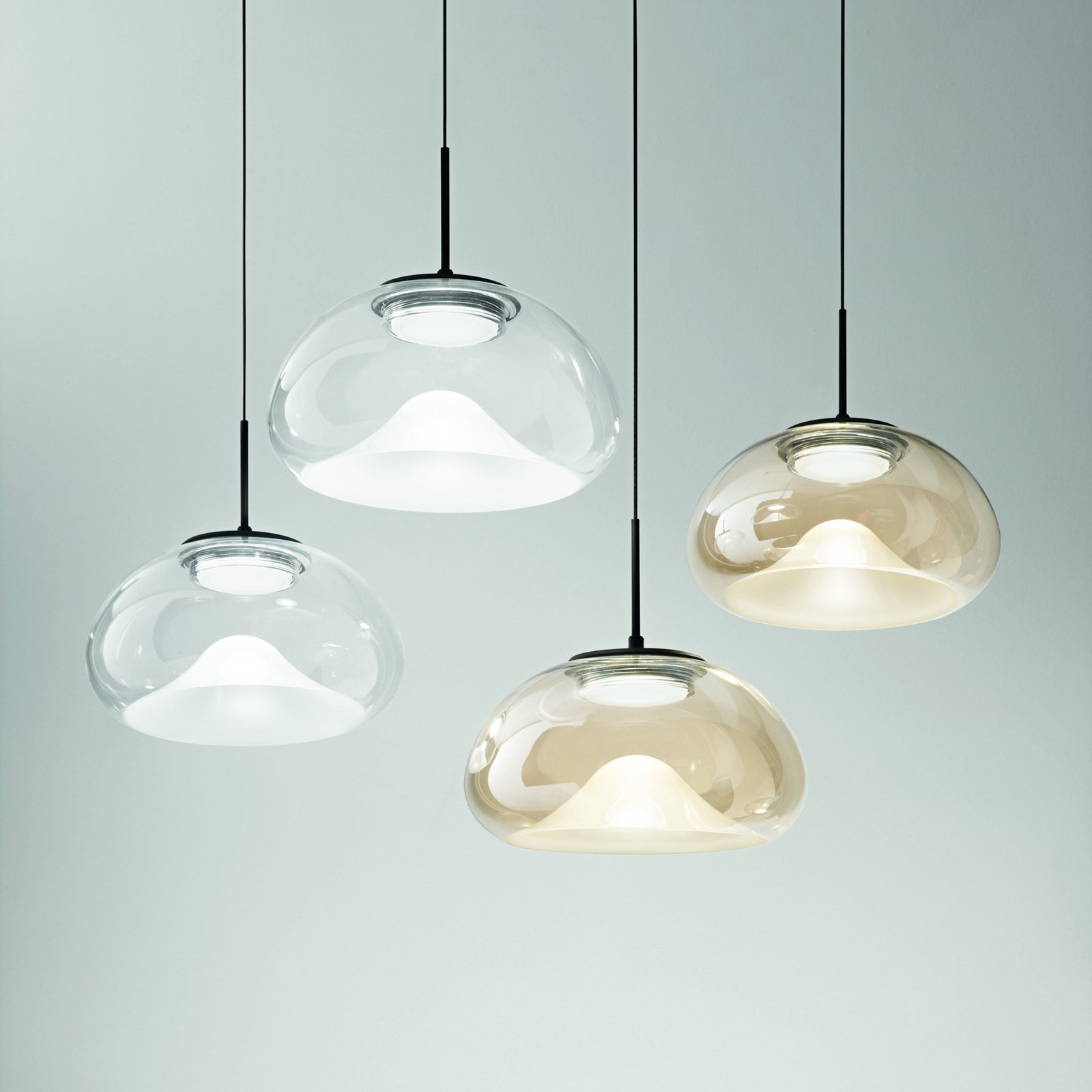 Hanglamp Brena, transparant, 3-lamps, dimbaar, CCT