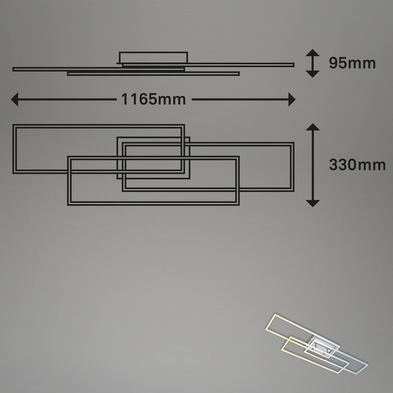 LED-Deckenlampe Frame, Fernbedienung, CCT, chrom