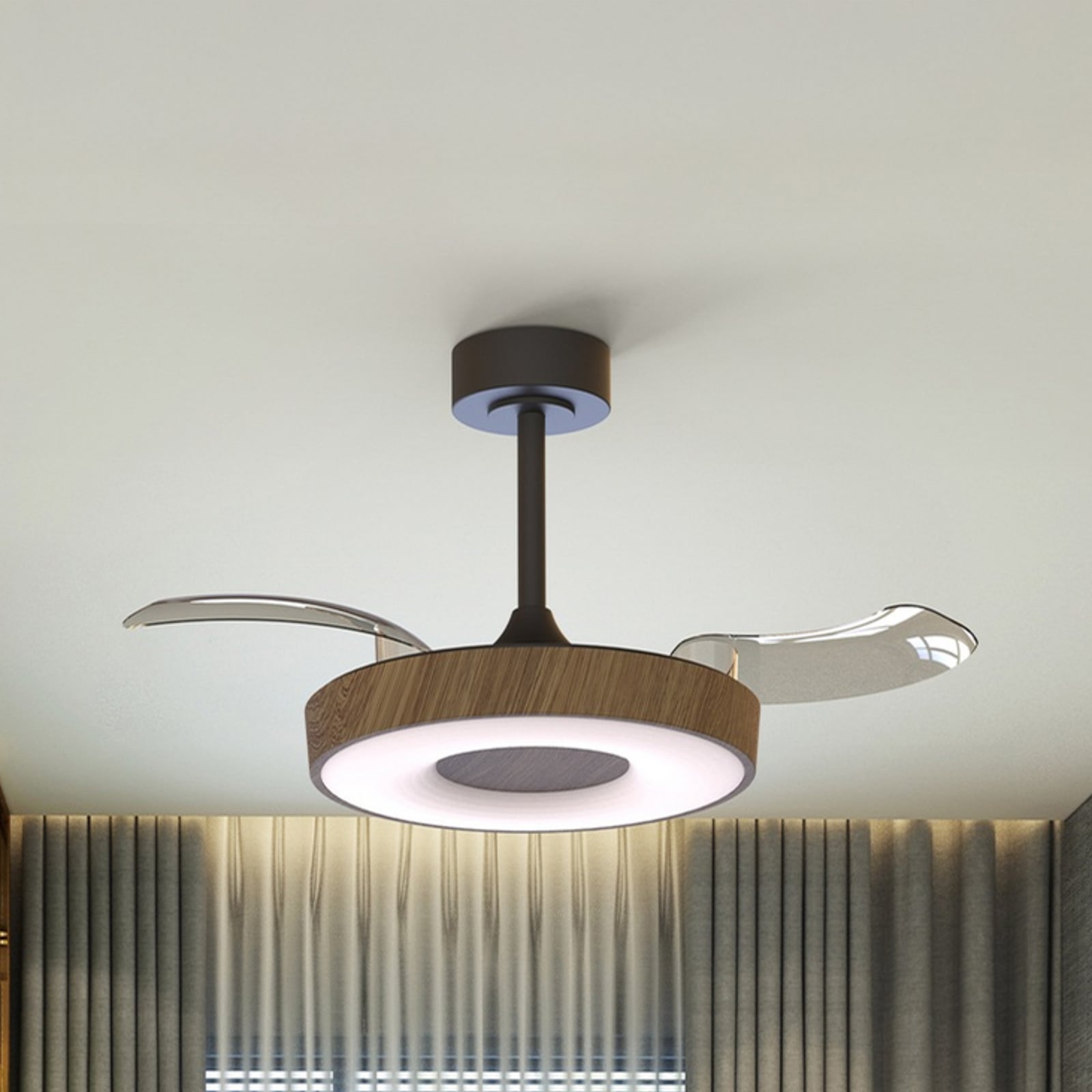 Smart LED plafondventilator Coin hout/zwart, stil - Mantra Smart LED plafondventilator Coin hout/zwart, stil - Mantra