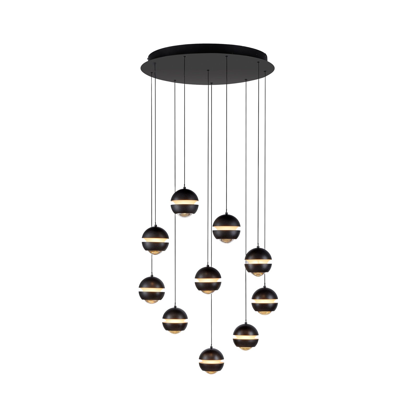 SCHÖNER WOHNEN LED hanglamp Lini zwart 10-lamps rond 3000K SCHÖNER WOHNEN LED hanglamp Lini zwart 10-lamps rond 3000K