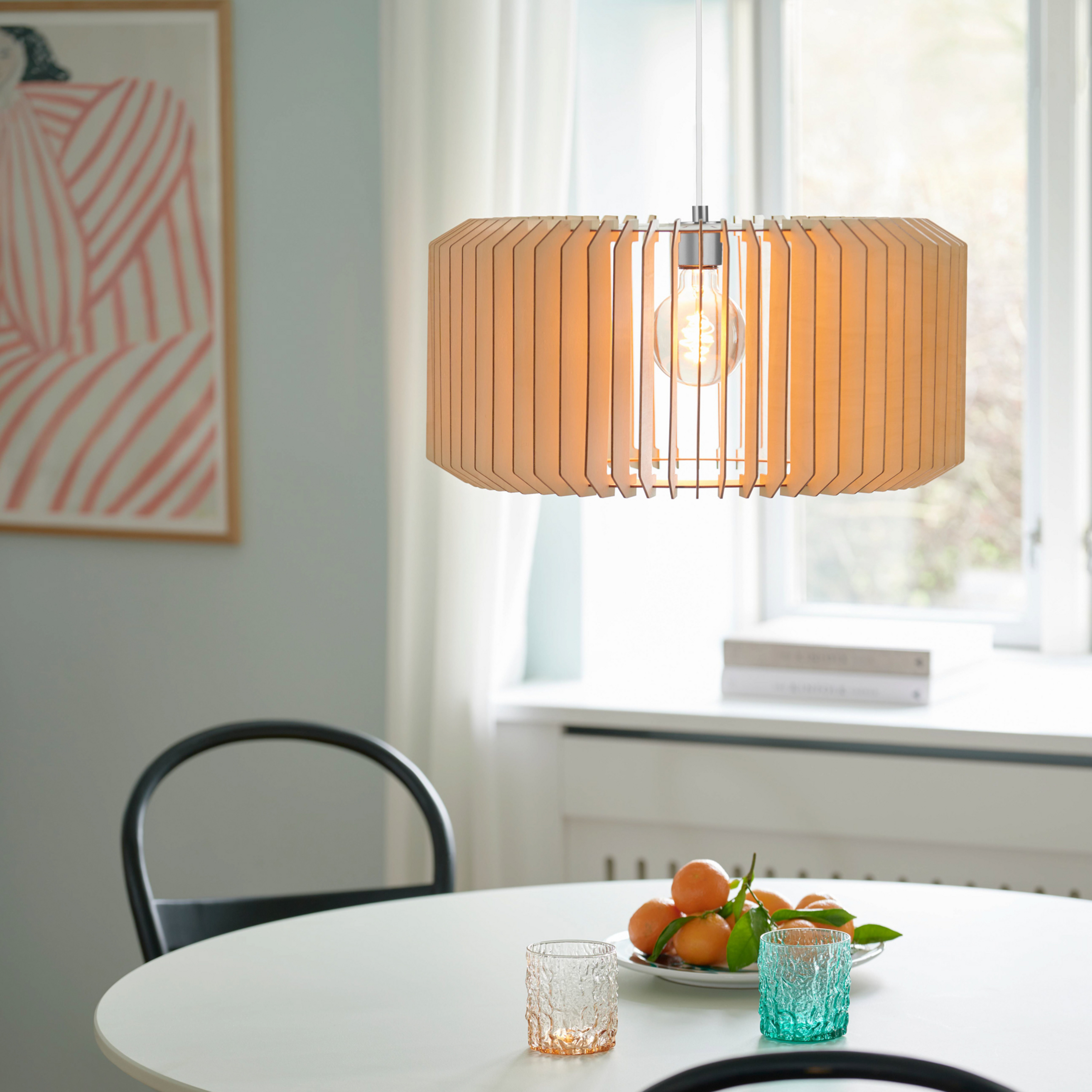Suspension Asti 50 en lamelles de bois, 25 cm