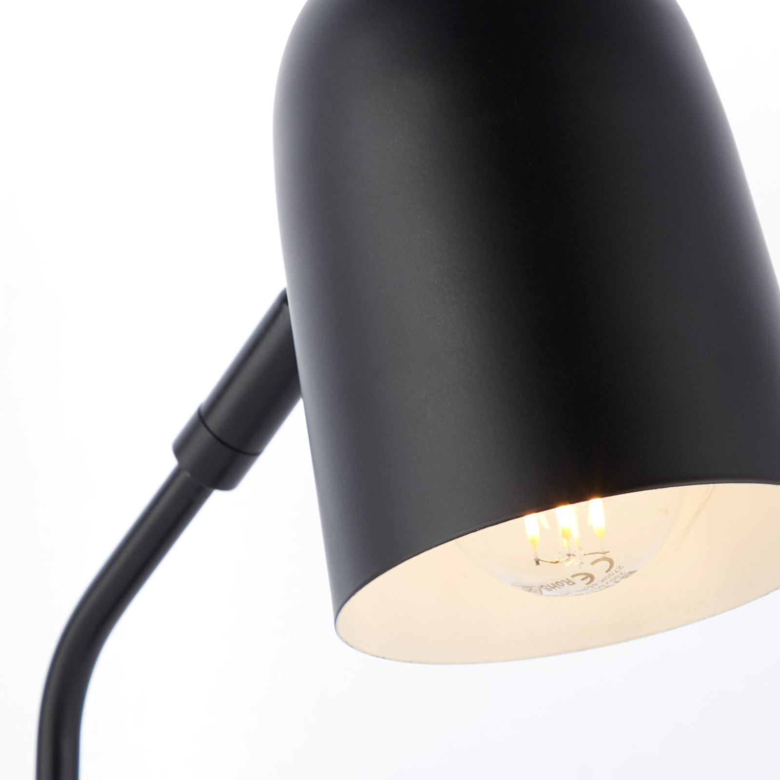 Tong tafellamp, zwart, hoogte 38 cm, metaal