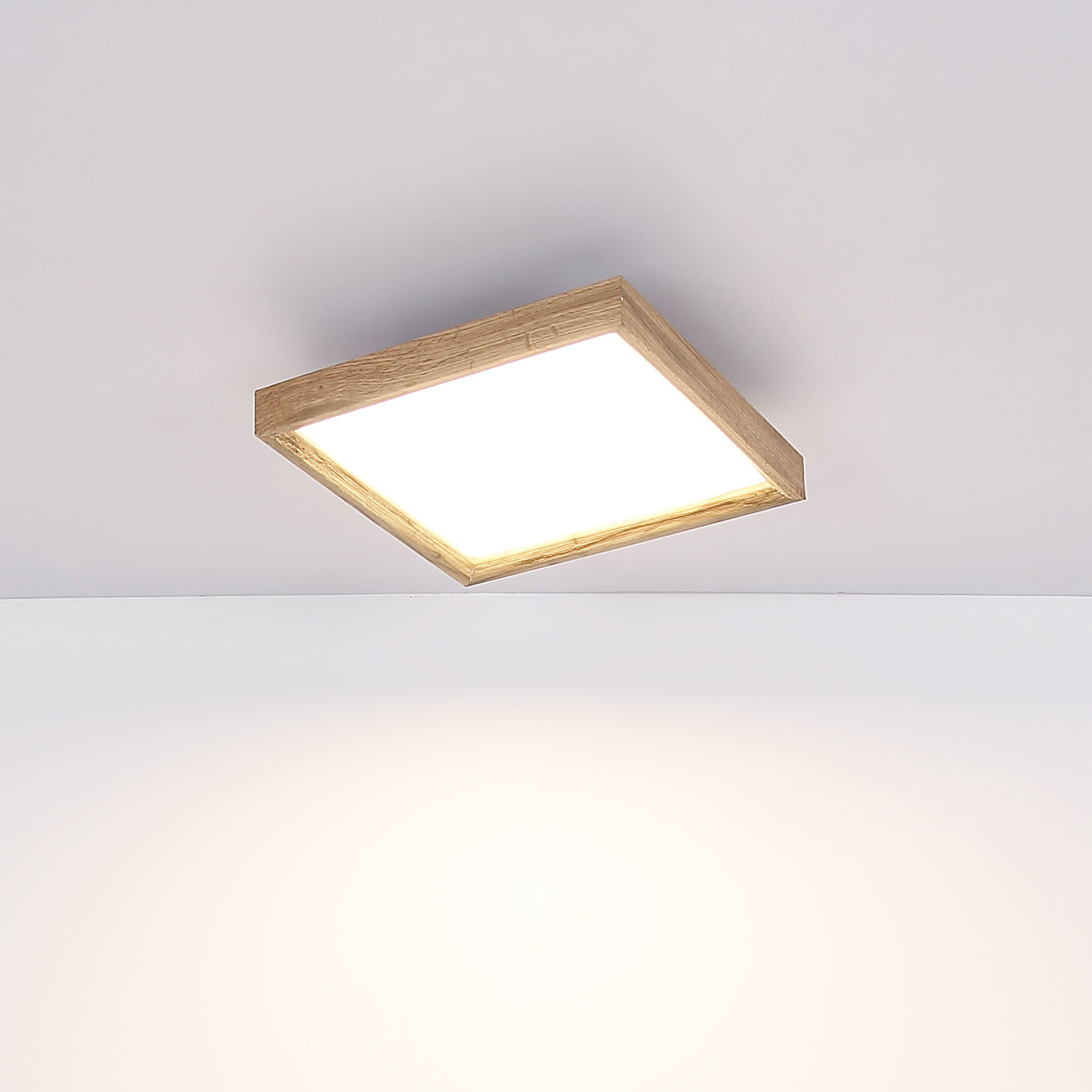 LED ceiling light Cinderella wood CCT 30 x 30 cm