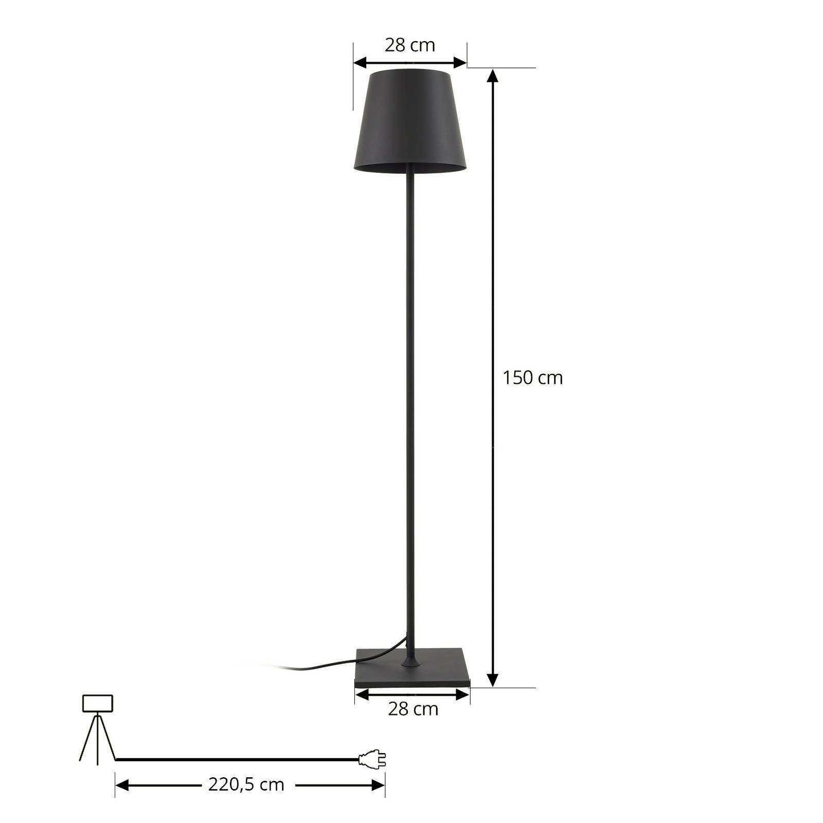 Lucande Terrassenleuchte Andrei, grau, 150cm hoch, IP54, E27 günstig online kaufen