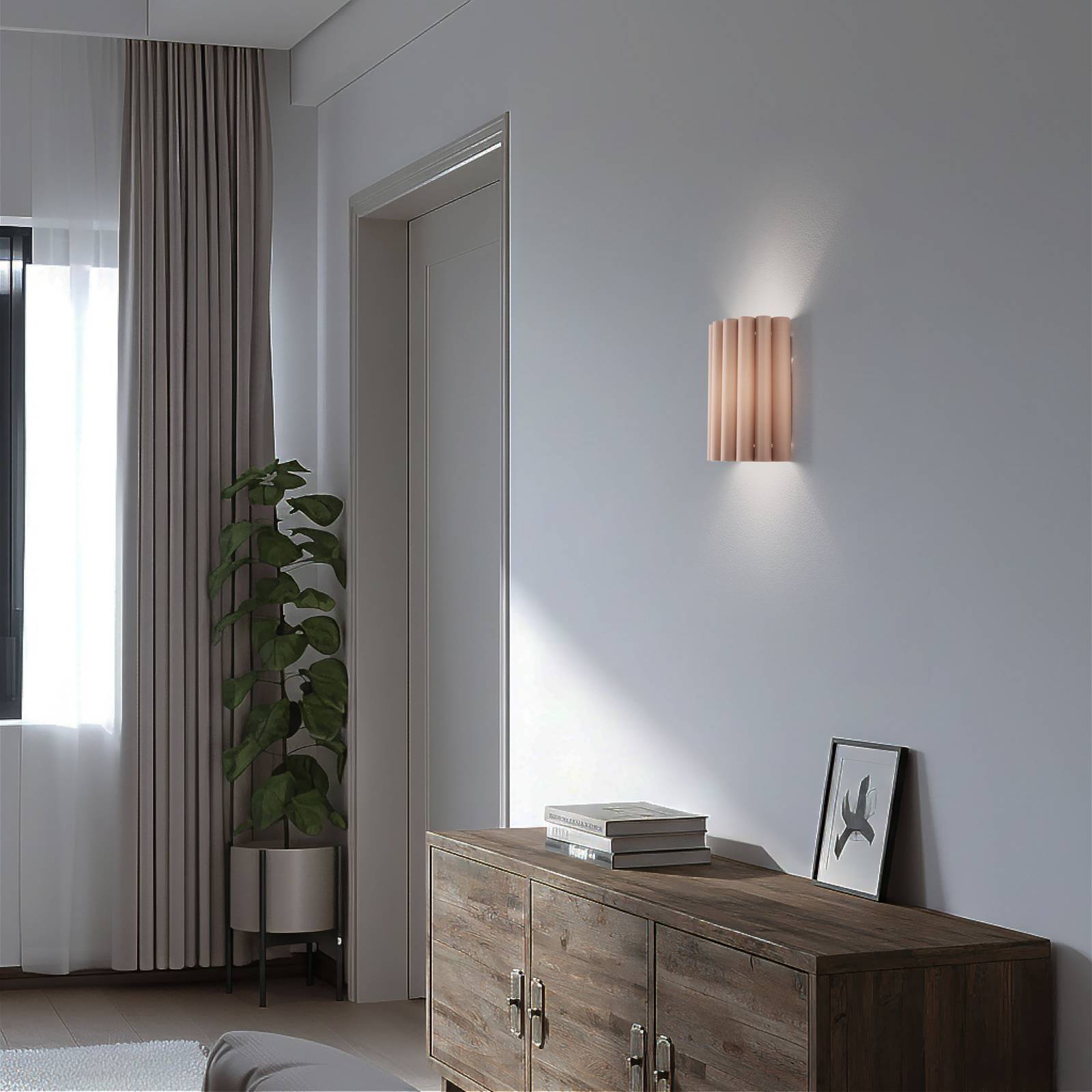 Wandleuchte Aria, cappucino, Microfaser, E27 günstig online kaufen