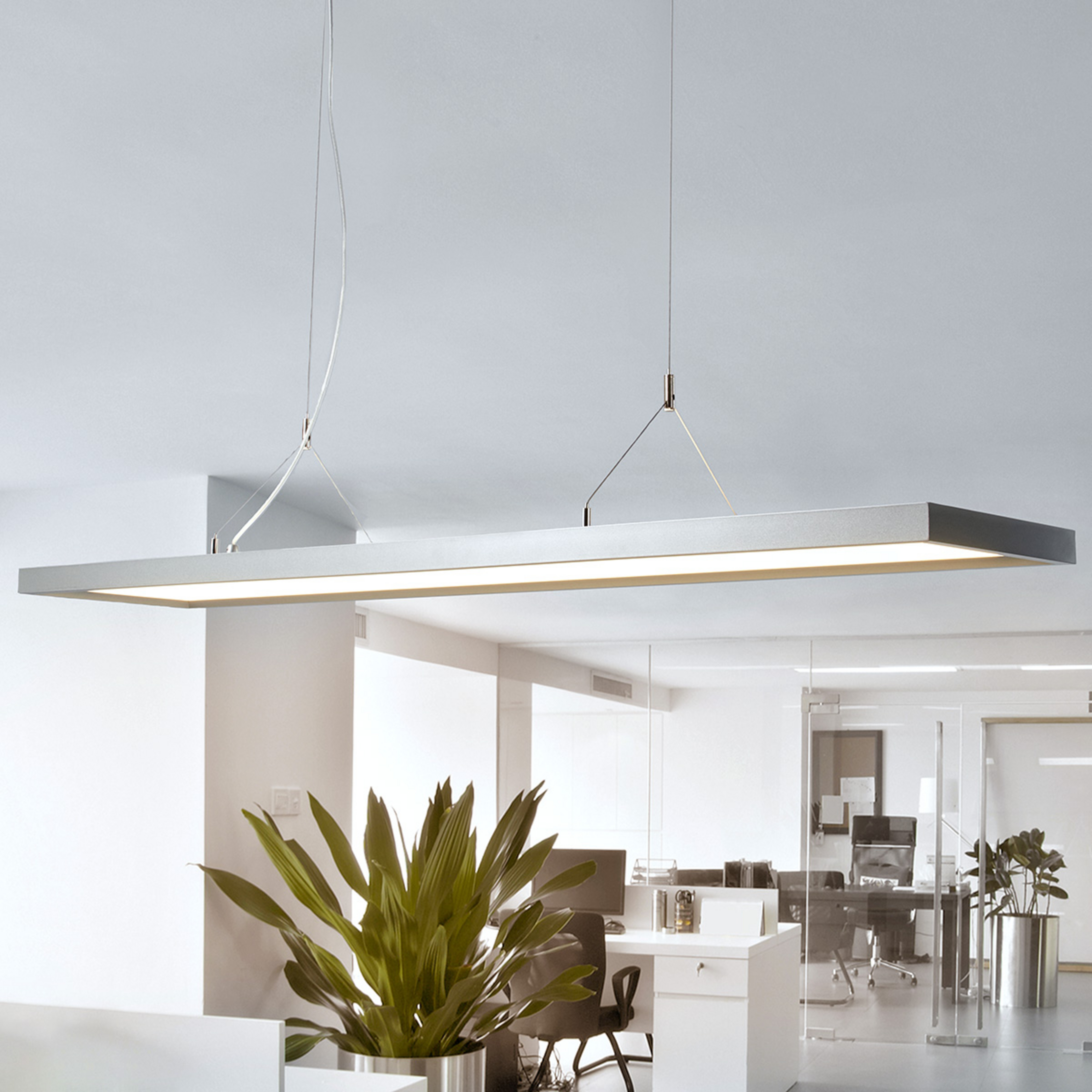 Arcchio LED-pendellampe Dorean, sølv, metall, 120 cm
