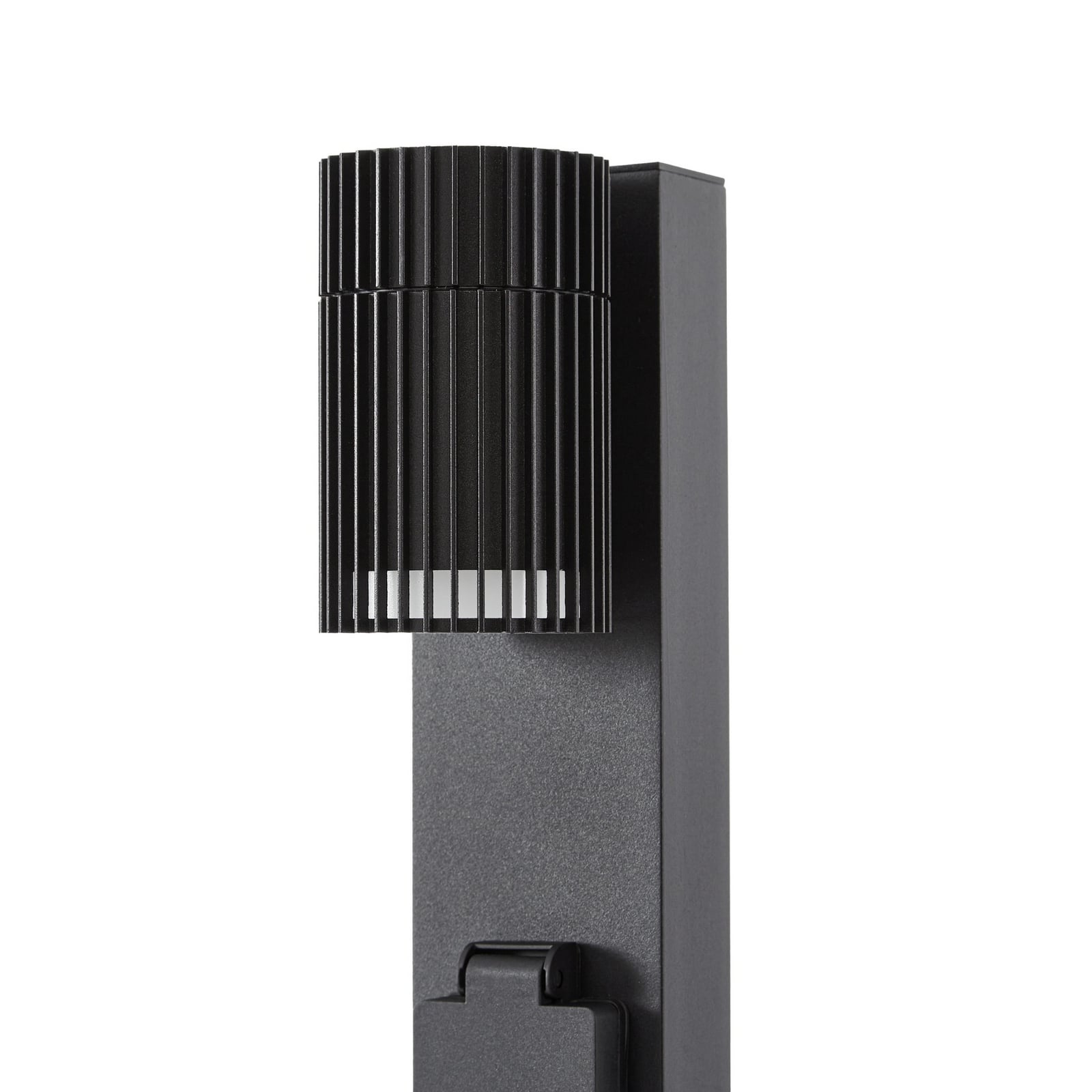 Osvětlení cesty Enerio, výška 80 cm, GU10, černé, zásuvka, hliník – Lindby