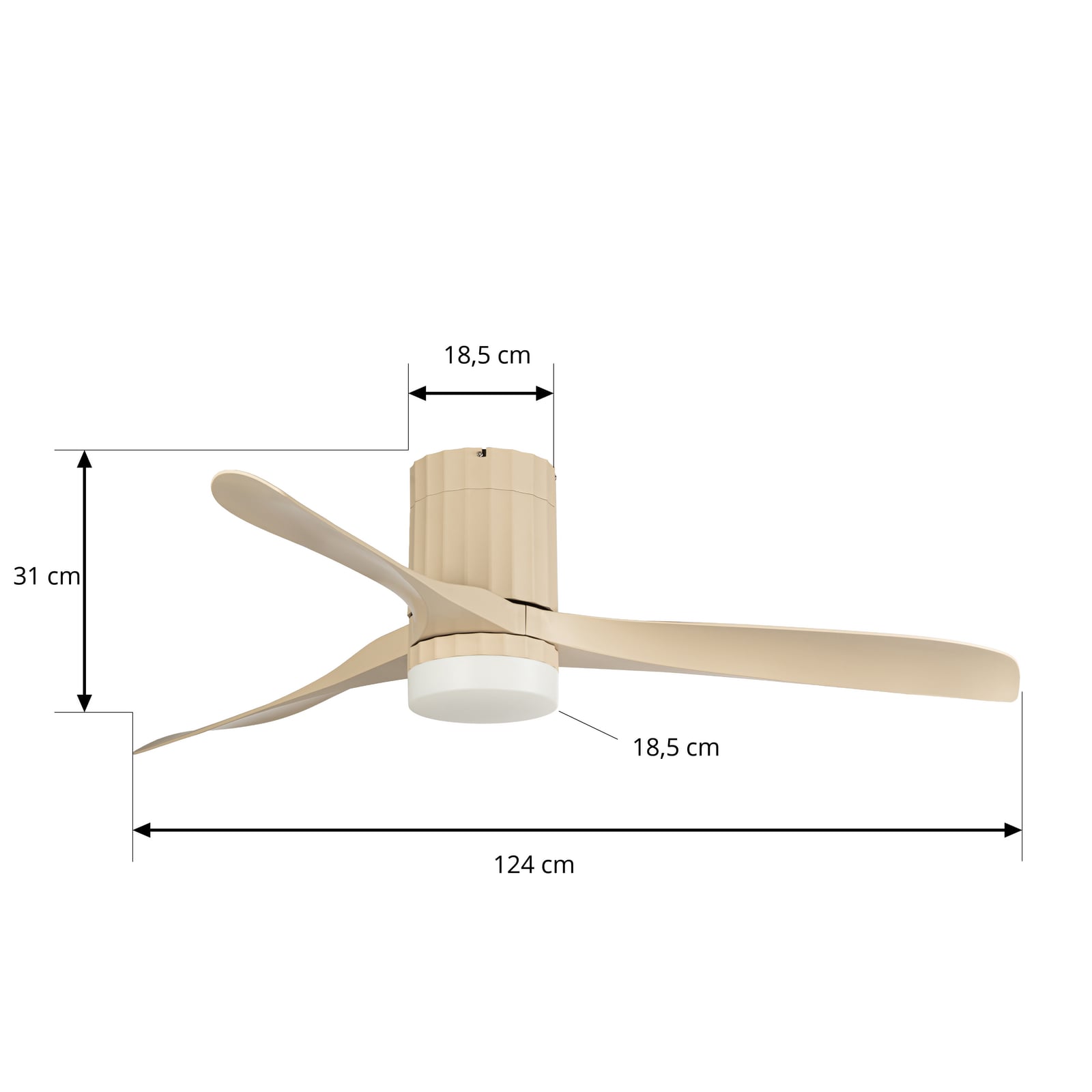 Novri LED-kattotuuletin, beige, halkaisija 132 cm, CCT, hiljainen – Lucande