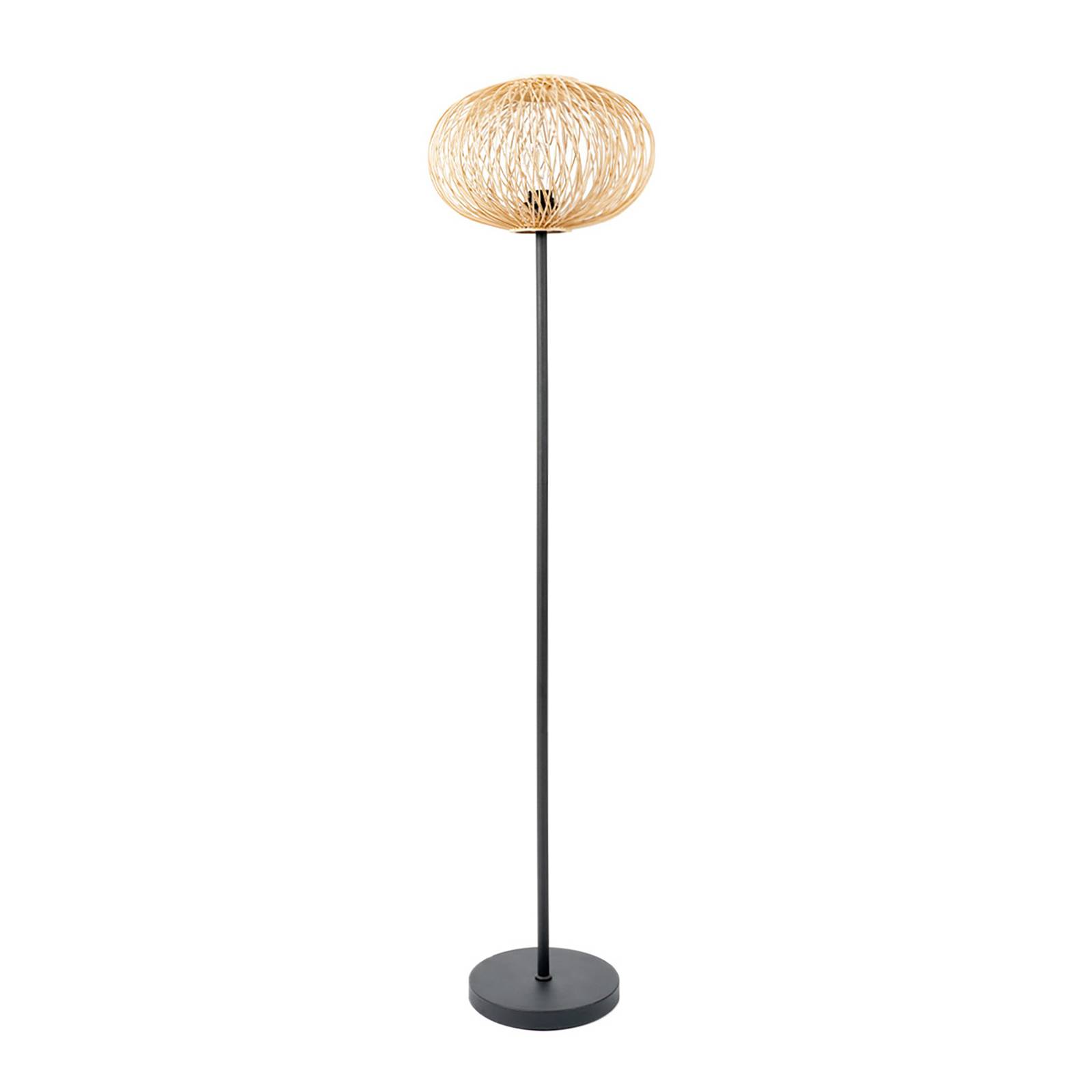 Lindby Solvira álló lámpa, bambusz fonat, kerek