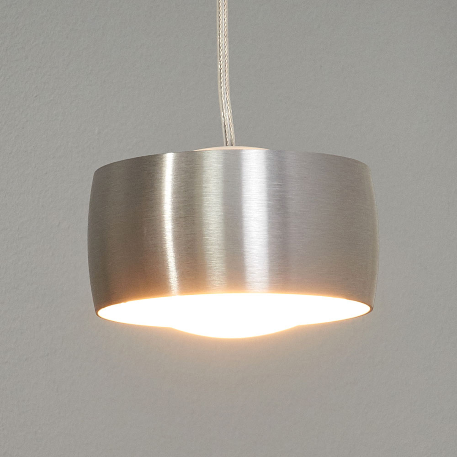 Oligo Elegant pendant light GRACE, matt silver, for Living / Dining Room, brushed aluminium, satin glass, G9, 75 W, energy efficiency: A++, H: 8 cm