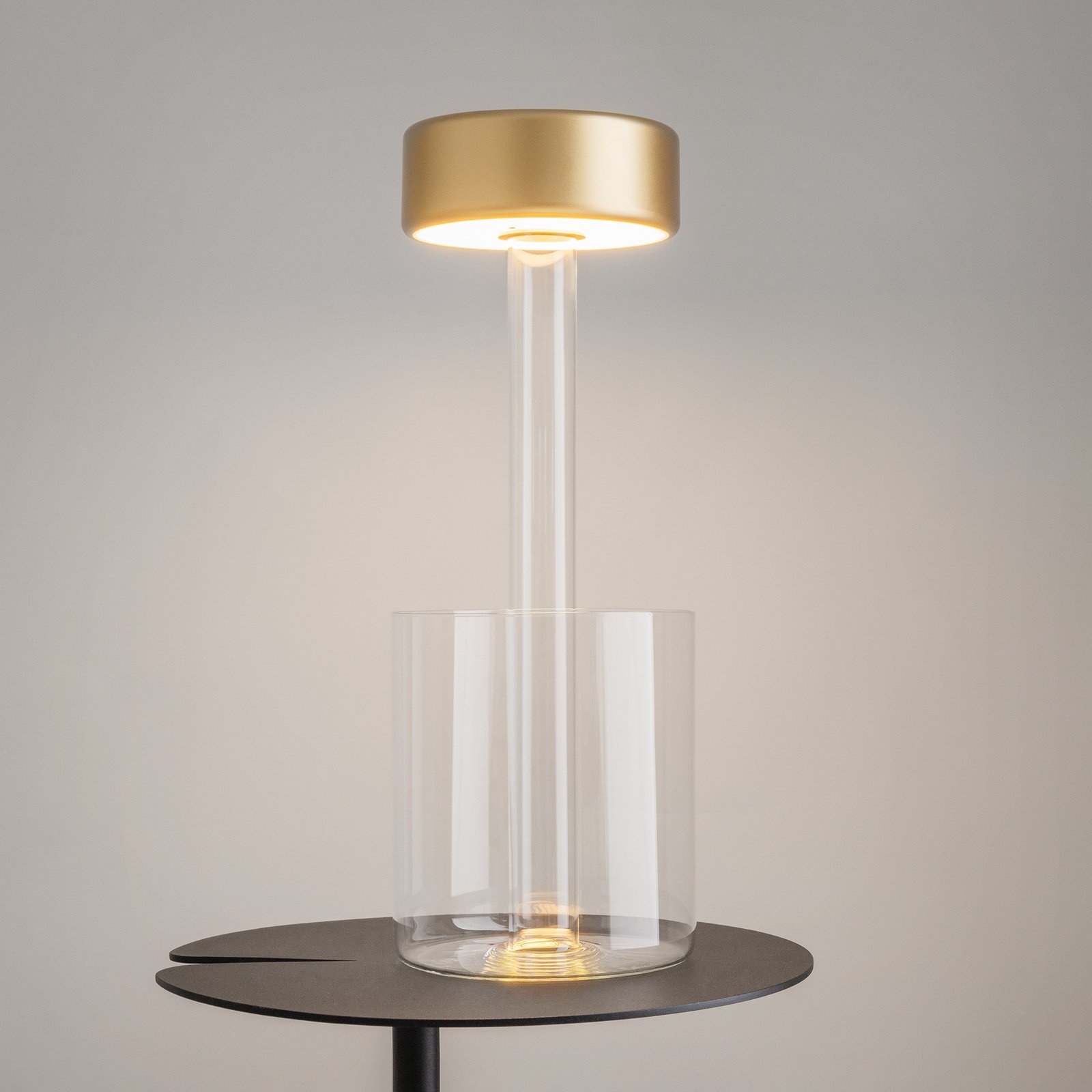 Maytoni LED oppladbar bordlampe AI Collaboration, glass, gull