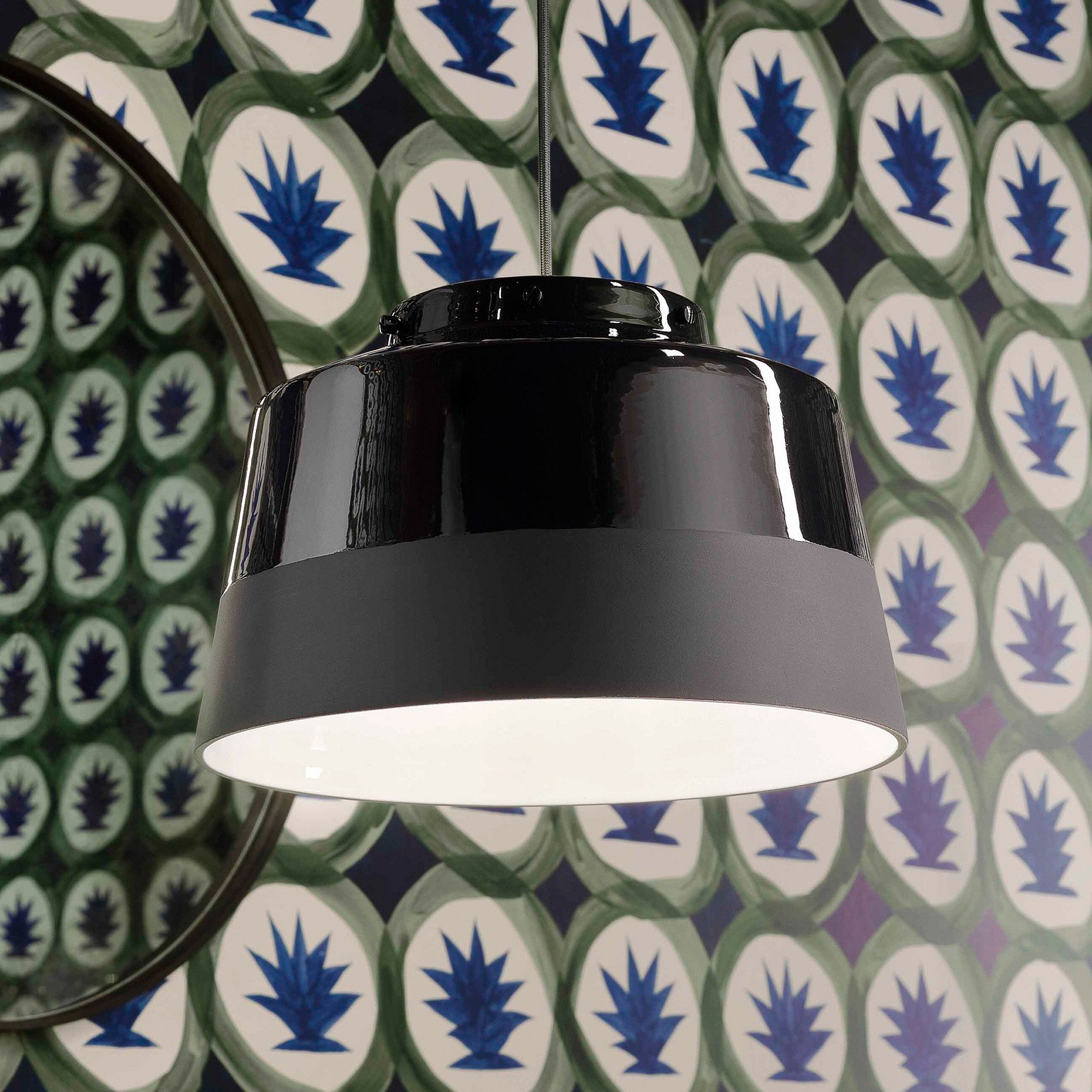 Ferroluce Lampă susp. Quindim din ceramică Ø 40 cm negru - Camera de zi / sufragerie
