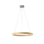 Suspension LED Thelma, chêne naturel/gris, Ø 70 cm - Lucande
