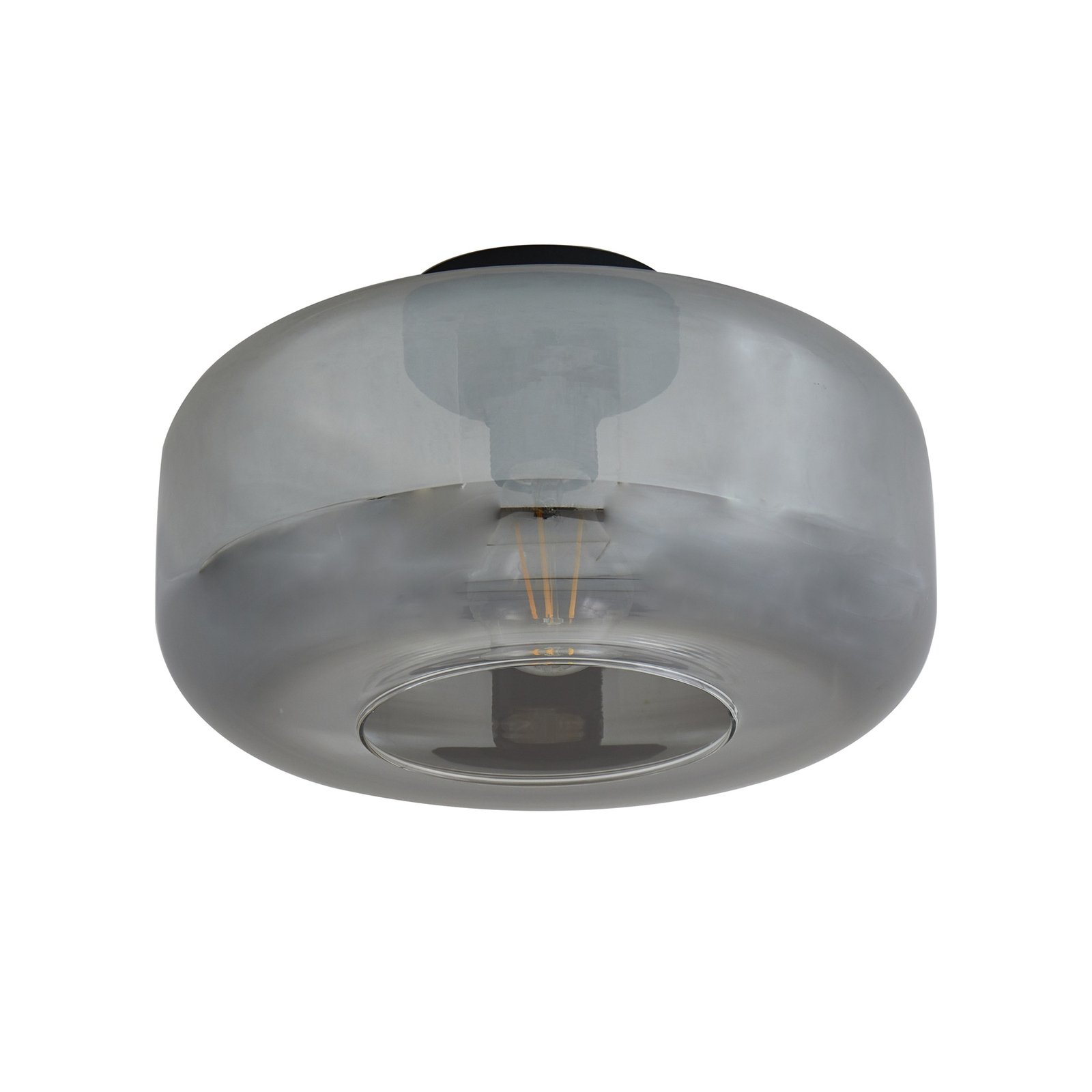 Lindby plafondlamp Hildur, Ø 28,5 cm, rookgrijs, glas