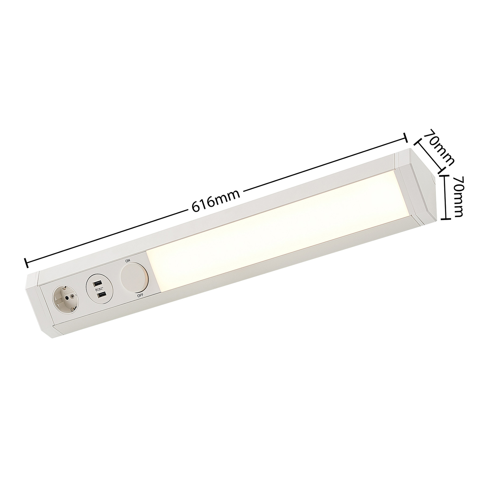 Arcchio Ekam-LED-benkarmatur, USB, hvit