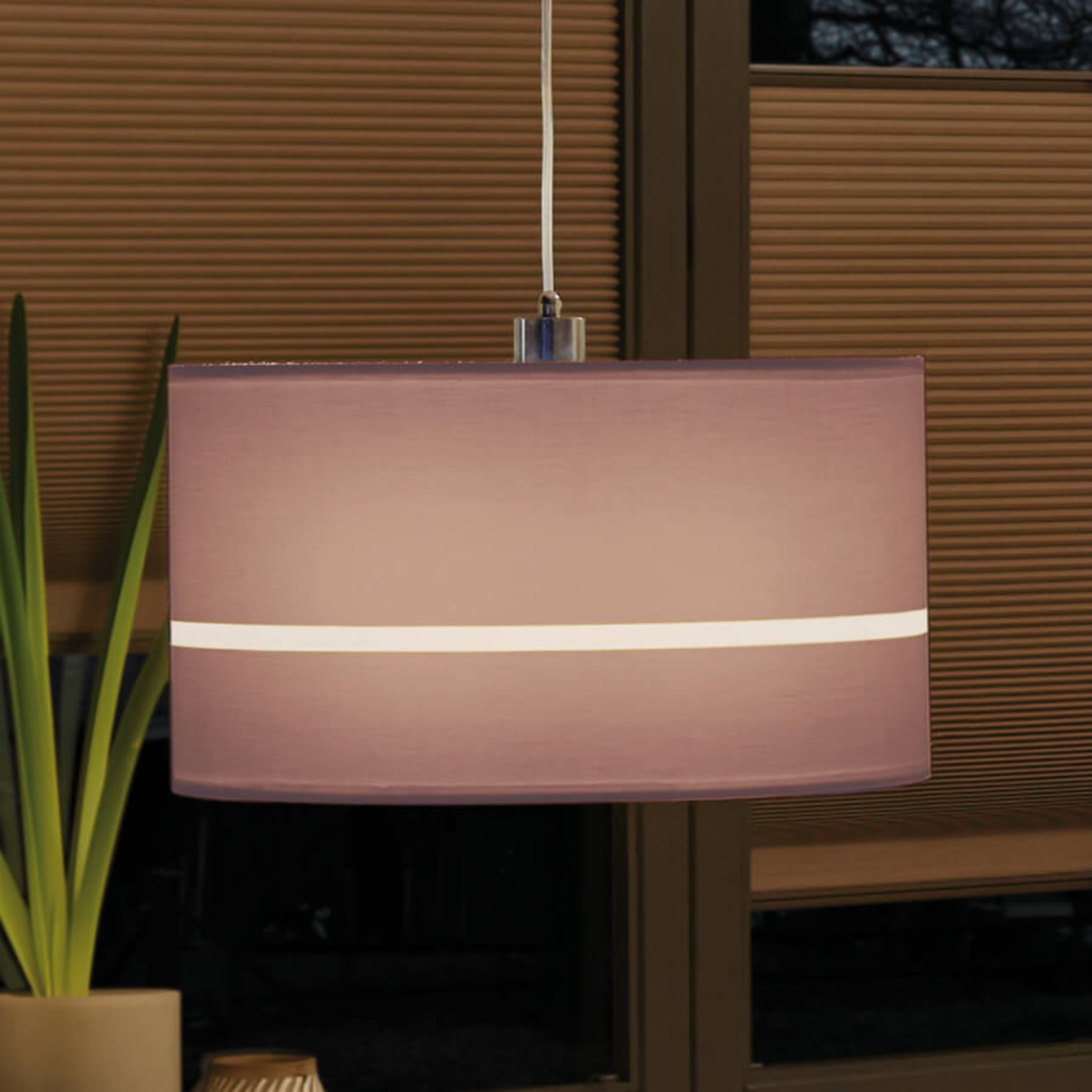 Paulmann Tessa lampshade striped 45 cm dark brown, for Living / Dining Room, fabric, H: 26 cm