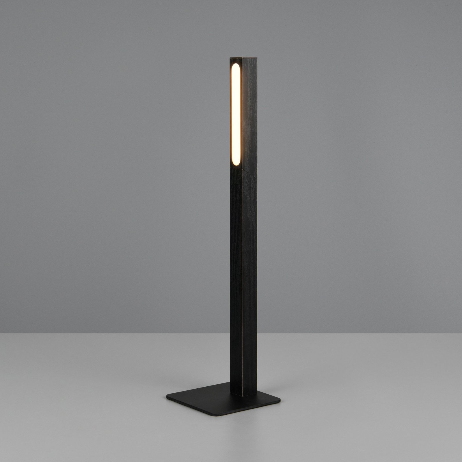LED rechargeable table lamp Skip, black, MDF, height 37.5 cm