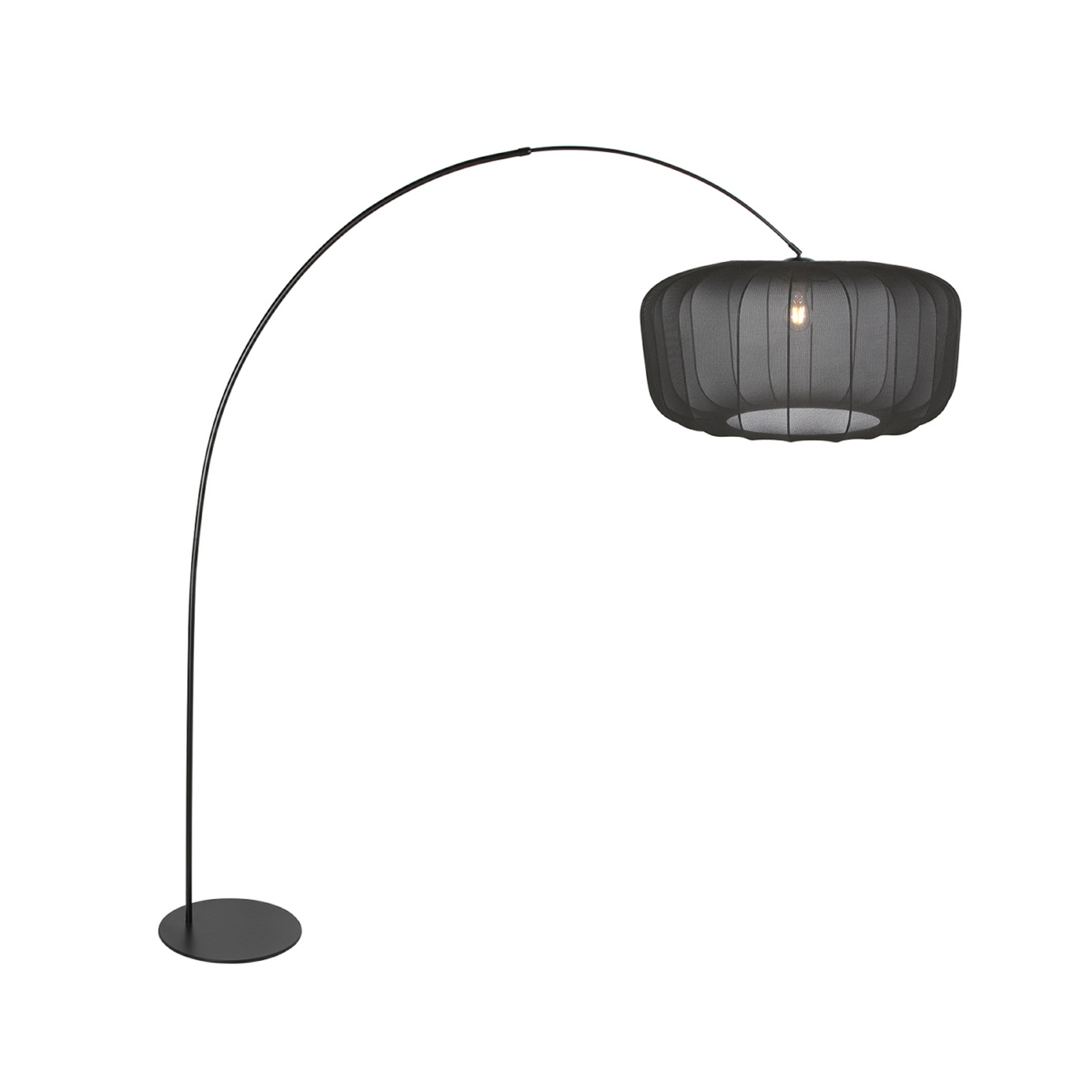 Ív világítás Curve, fekete, fekete nylon búra, Ø 60 cm