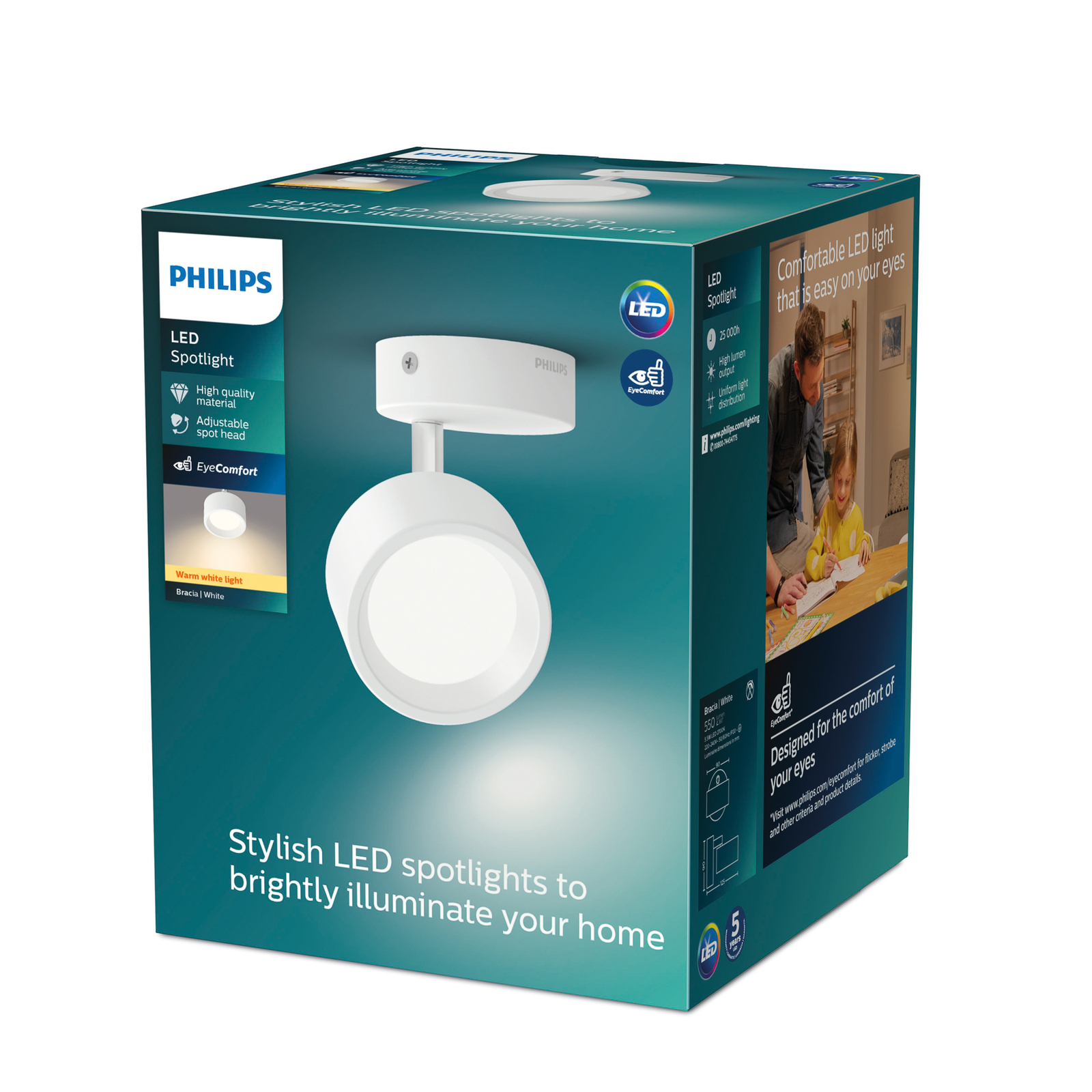 Philips Bracia foco de techo LED 1 luz, blanco