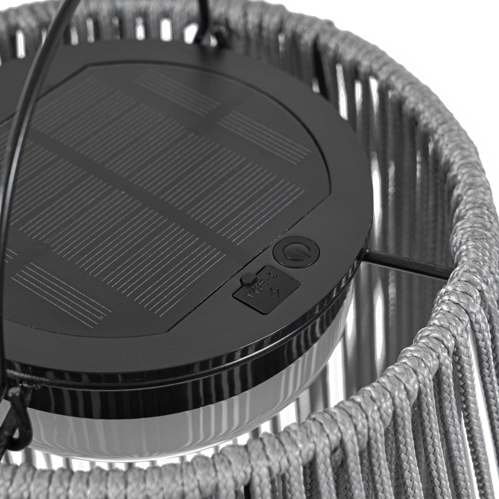 Lindby LED-Solarhängelampe Austas, grau, Ø 32 cm, USB, IP54 Lindby LED-Solarhängelampe Austas, grau, Ø 32 cm, USB, IP54