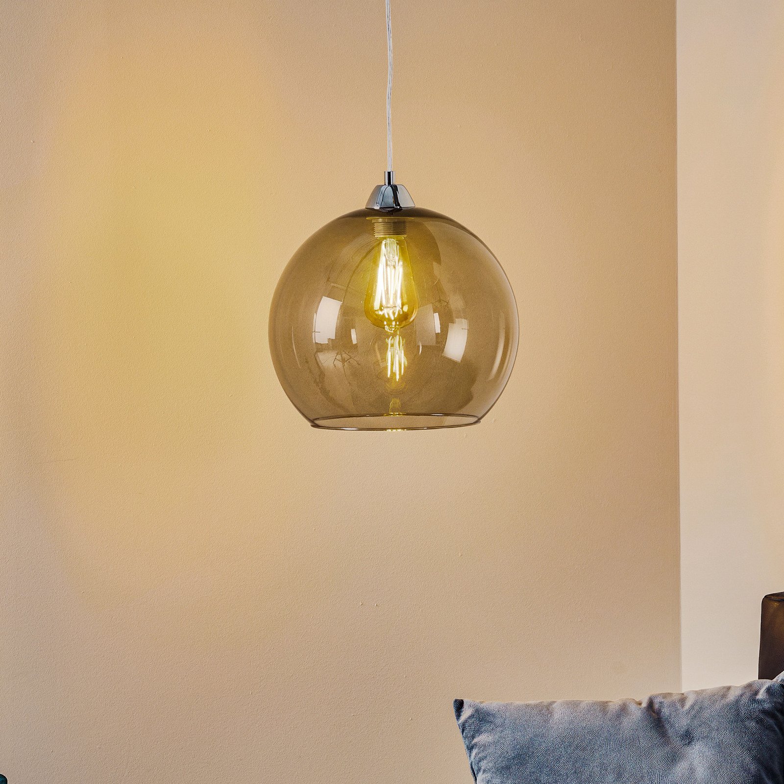 SOLLUX LIGHTING Lampă suspendată Colour abajur din sticlă gri grafit - Camera de zi / sufragerie - Modern - gri grafit-transparent crom