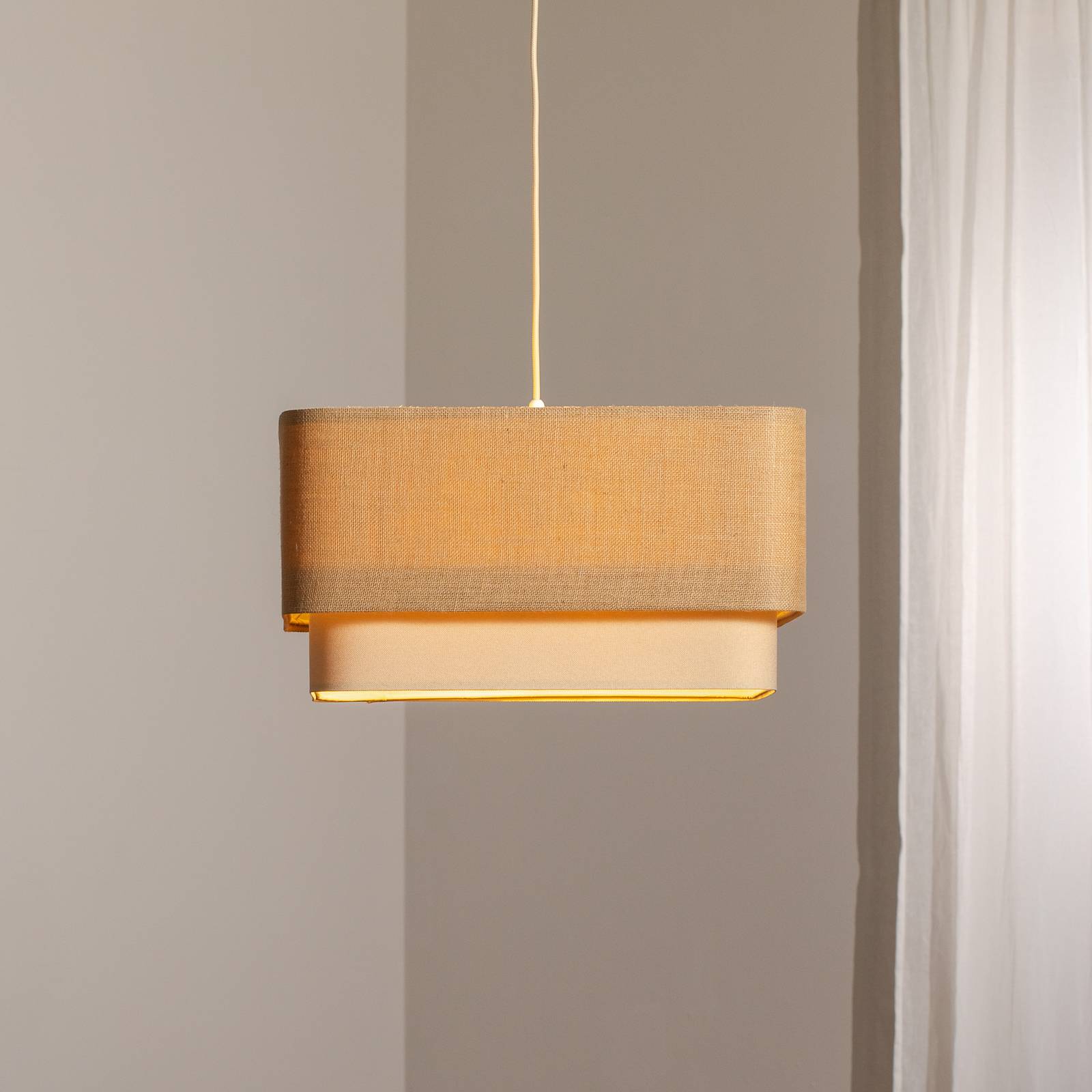 Hängeleuchte Kwadro Duo, creme/beige, 50x50cm, Jute/Leinen günstig online kaufen