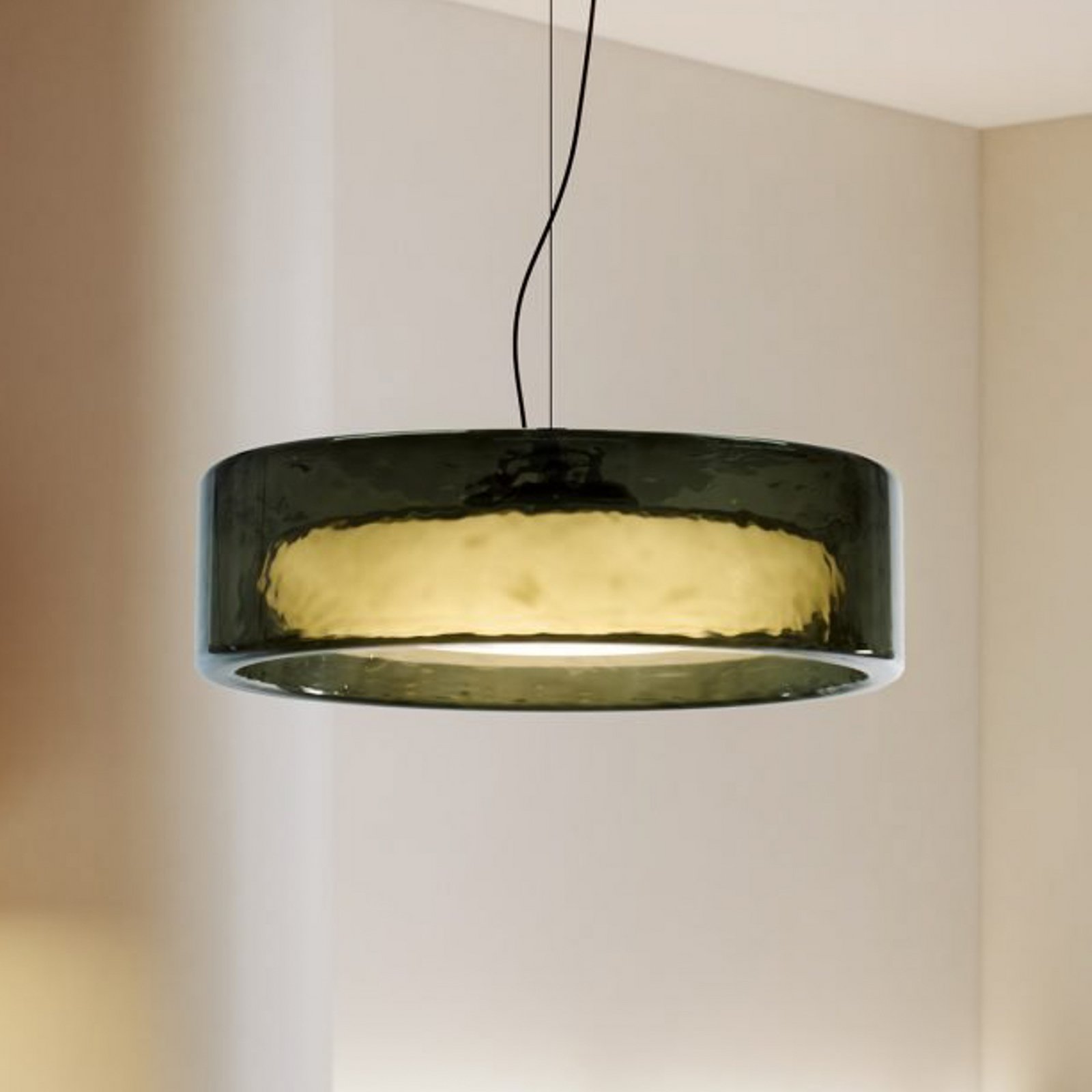 Candeeiro suspenso LED MARSET Ringo, Ø 70 cm, verde, plástico TRIAC