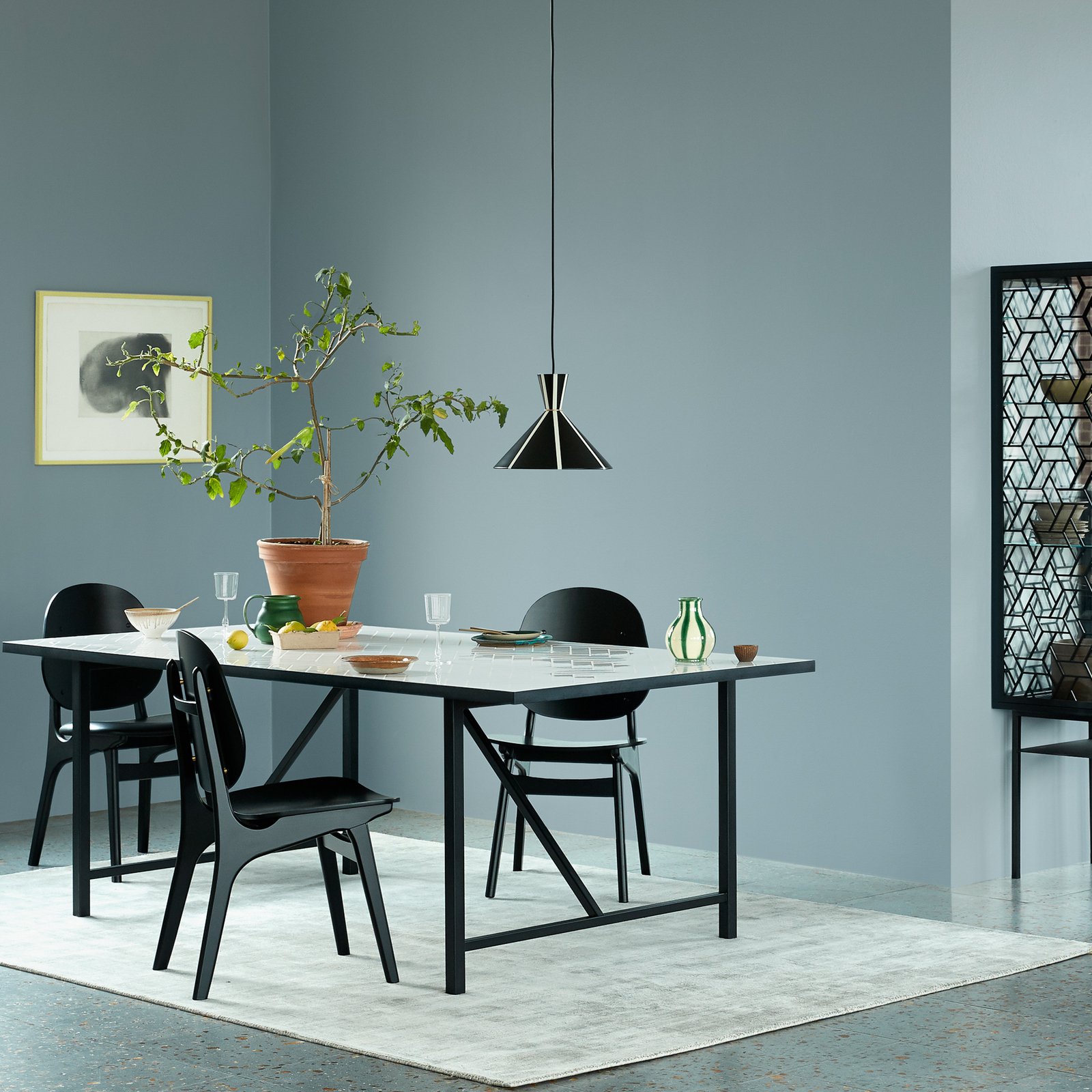 Bloom Stripe Hängelampe, schwarz/weiß, Ø 30 cm - Warm Nordic