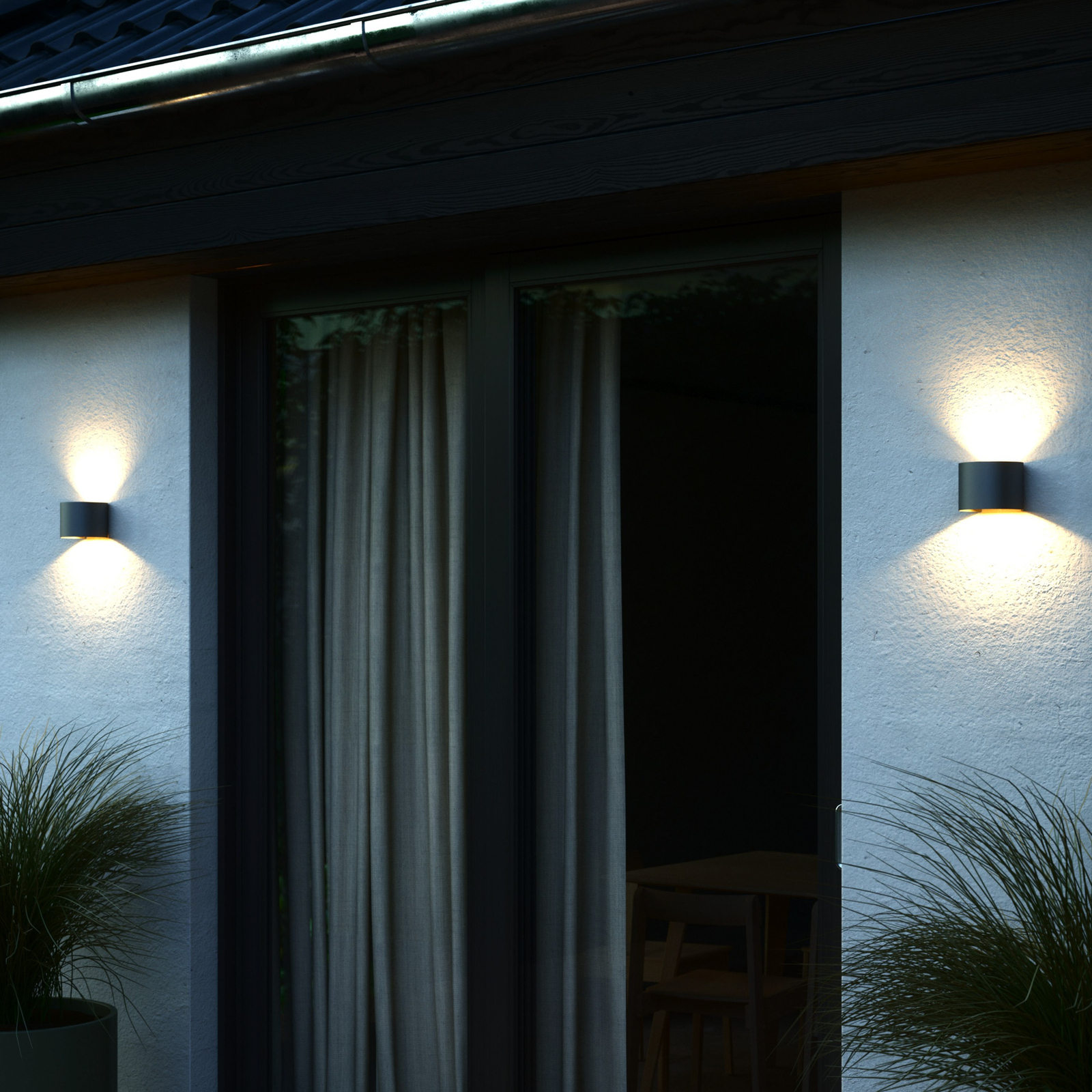 LED outdoor wall light Milda, anthracite, up/down, aluminium