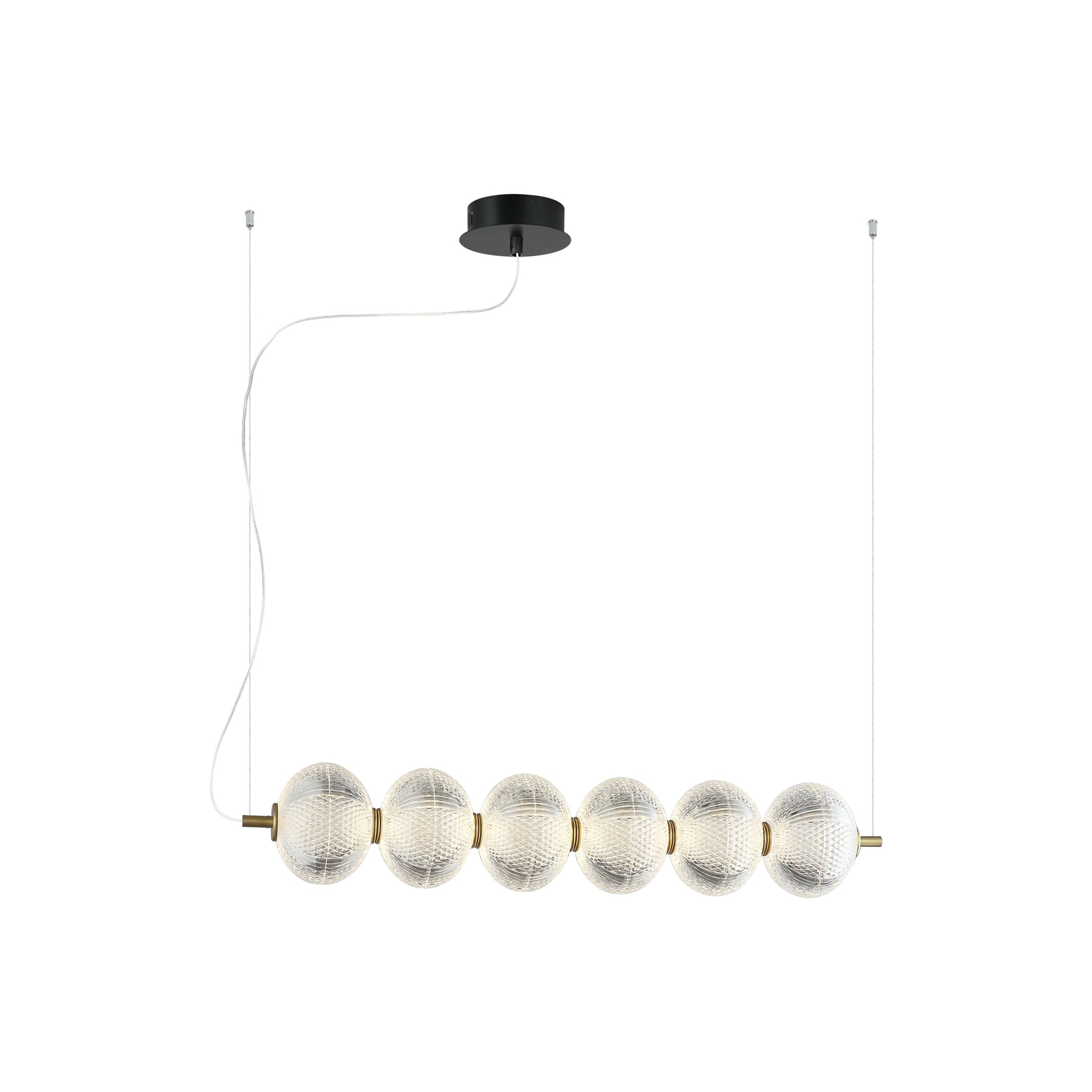 LED pendant light Pellucid, bronze colour/clear, 6-bulb